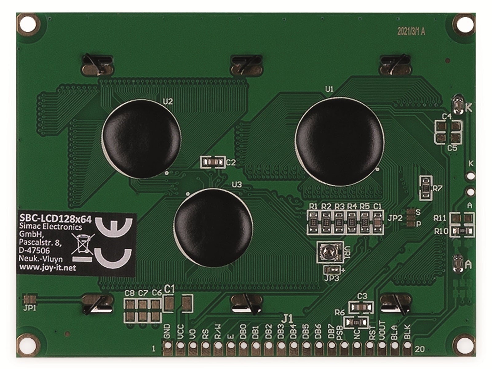 JOY-IT Display TFT, SBC-LCD128x64, Grafik-LCD mit 128x64 Pixel