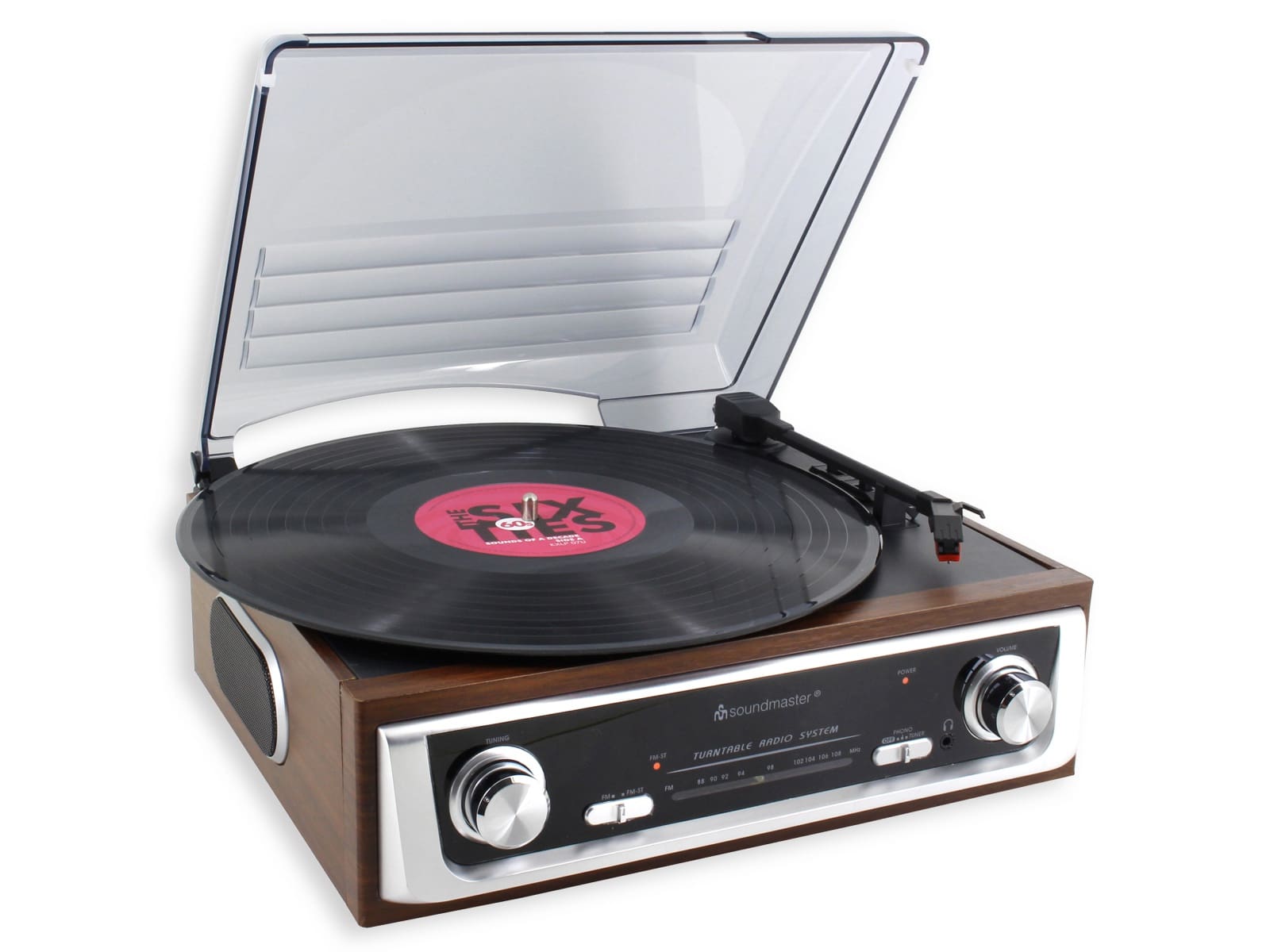 SOUNDMASTER Plattenspieler PL196H, UKW Radio, integrierte Lautsprecher