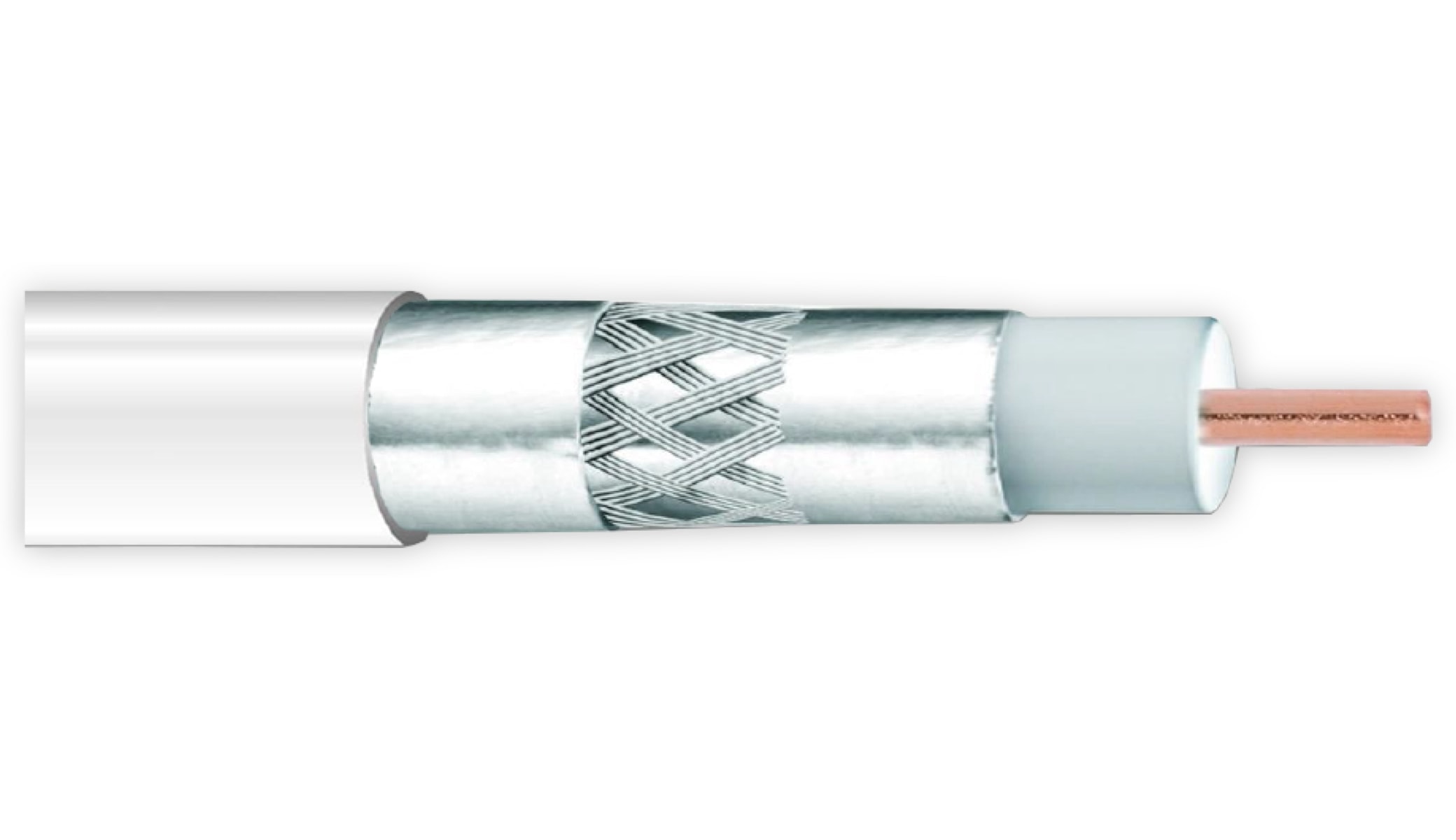 ANKASAT Koaxialkabel, 100 m, weiß, 6,8 mm, CU, 120 dB