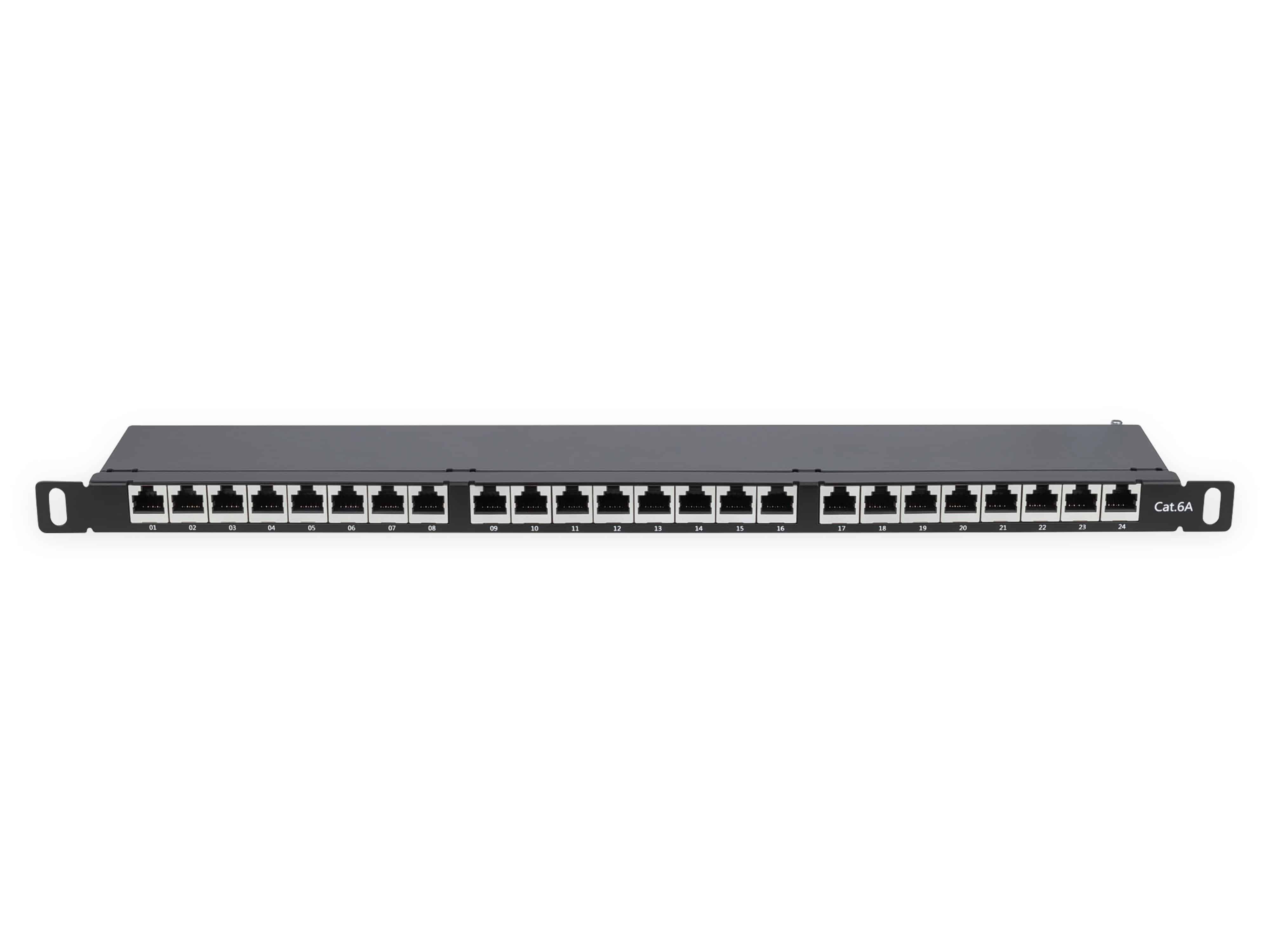 INTELLINET Cat6a Patchpanel, 19", 24-Port, FTP, geschirmt, 0,5 HE