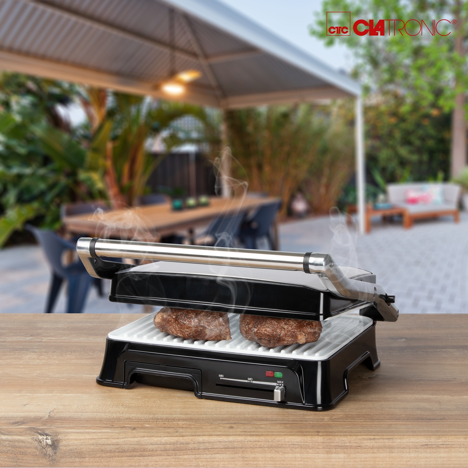 CLATRONIC Kontaktgrill KG 3571 Keramik, 2000 W, Edelstahl