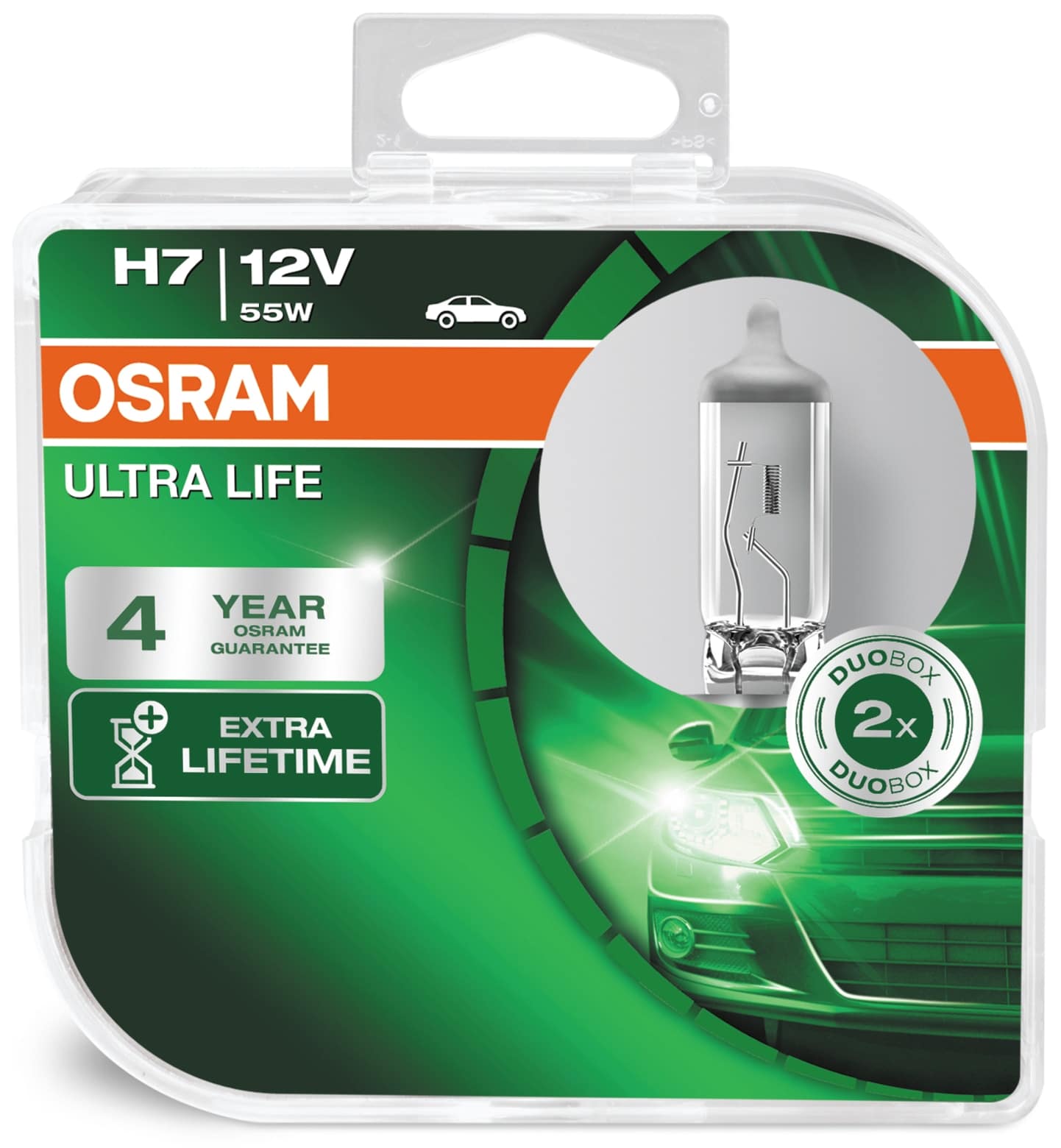 OSRAM Halogen-Autolampe H7 ULTRA LIFE 6410ULT, 2 Stück