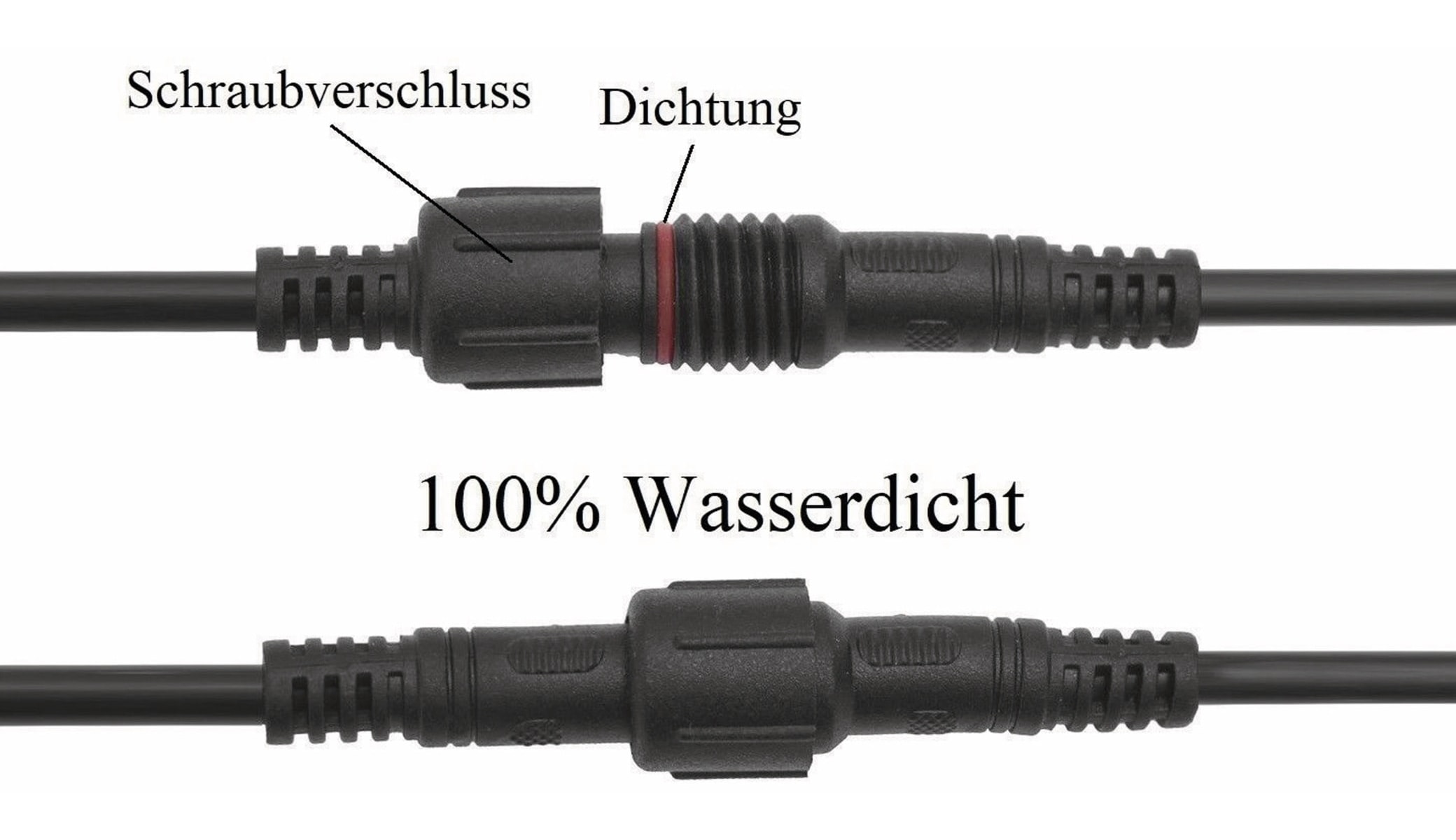Wasserdichtes Steckverbindungsset, Stecker/Kupplung, 2 m, 2-polig