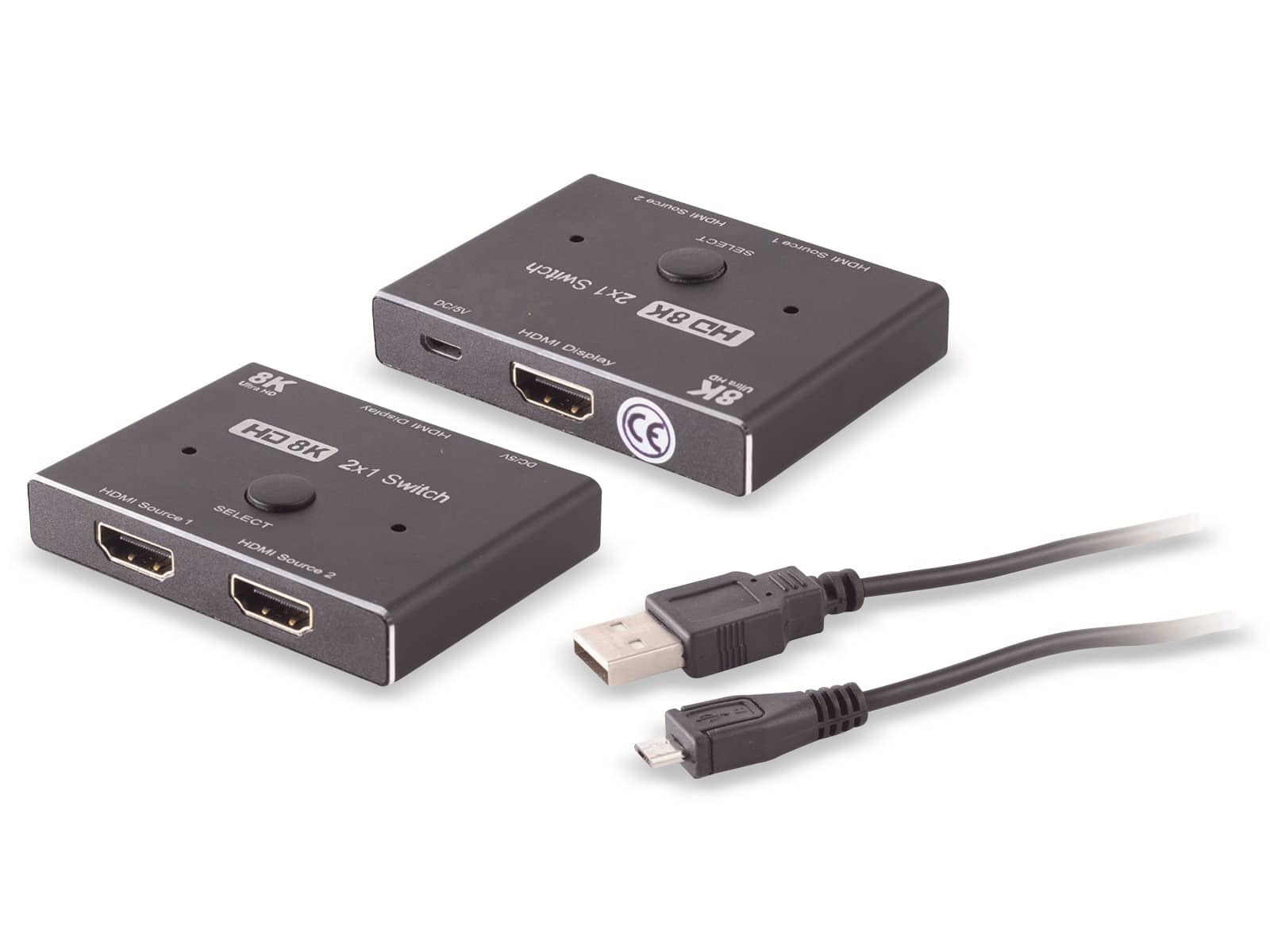 SMART-MULTIMEDIA HDMI-Umschalter 2x1, Metall, 8K60Hz