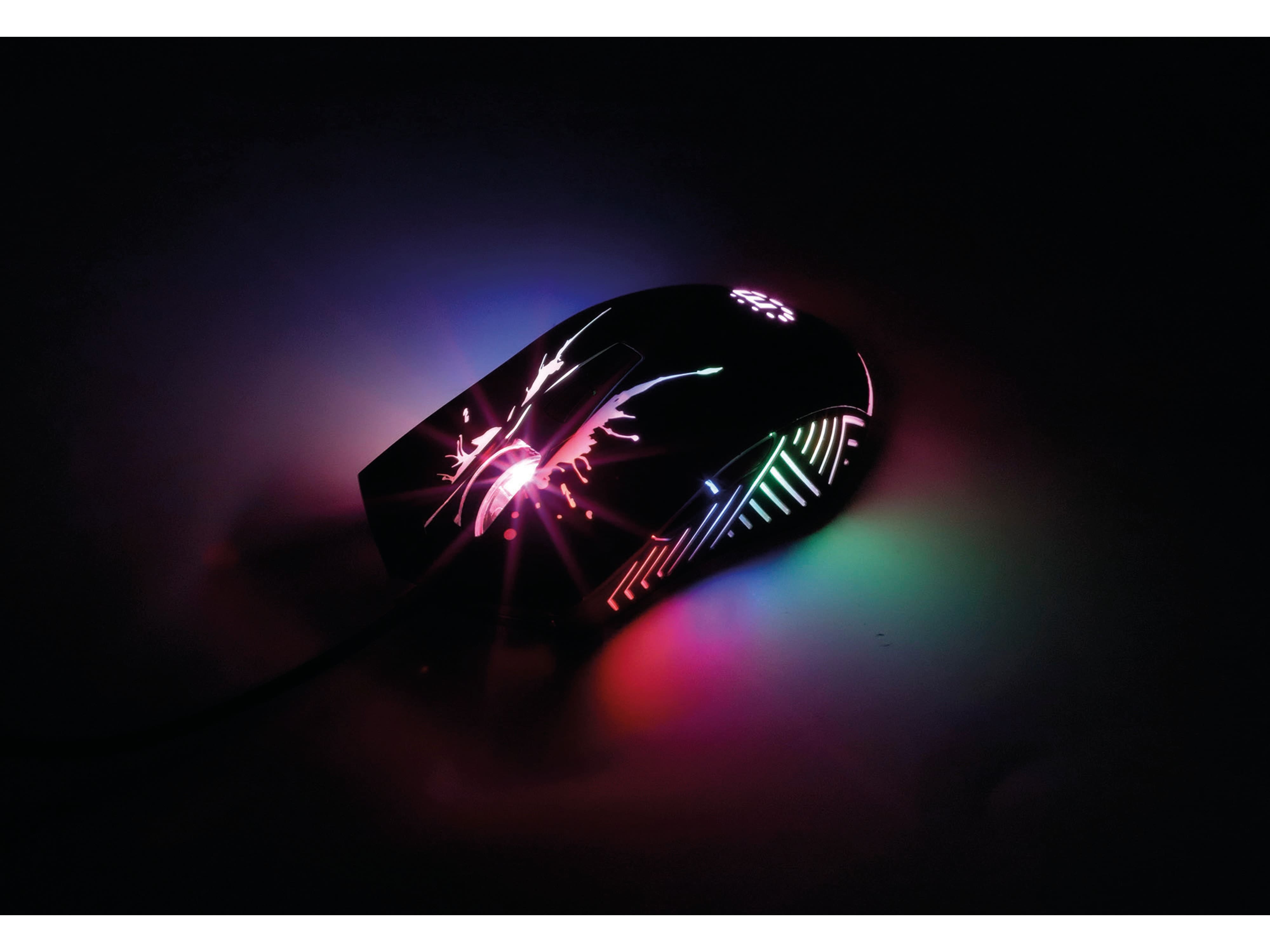 MANHATTAN USB-Gaming-Maus optisch mit RGB LED, kabelgebunden, schwarz