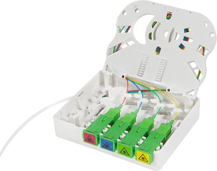 LOGILINK FTTH-Anschlussbox FB4SC40, 4x SC/APC, mit 40 m Verlegekabel