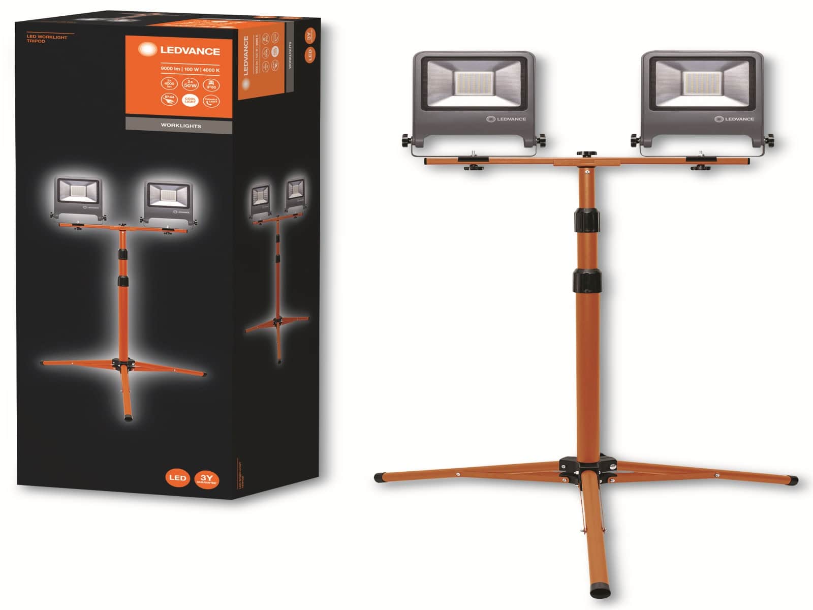 LEDVANCE LED-Baustrahler Tripod, 2x50W, 9000lm, 4000K