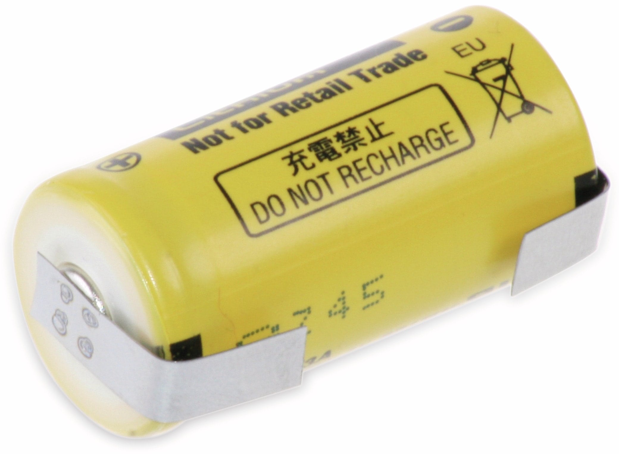 PANASONIC Lithium-Batterie BR 2/3A, mit U-Lötfahne, 3 V-, 1200 mAh