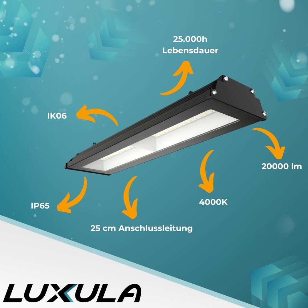 LUXULA LED-Hallenleuchte LX500143, HighBay, linear, 200W, 20000lm, 4000K