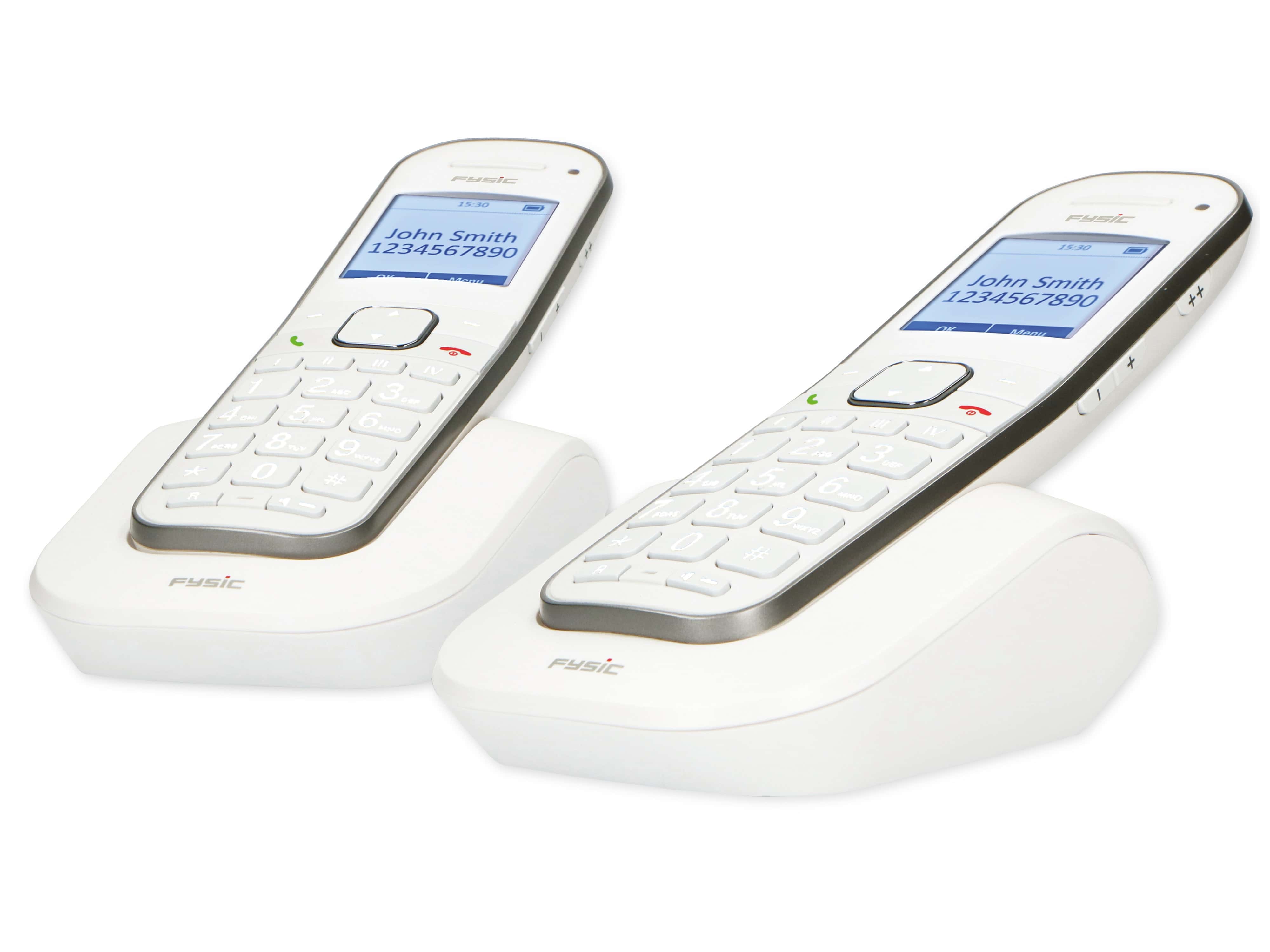 FYSIC DECT-Telefon FX-9000 DUO, mit 2 Mobilteilen, weiß