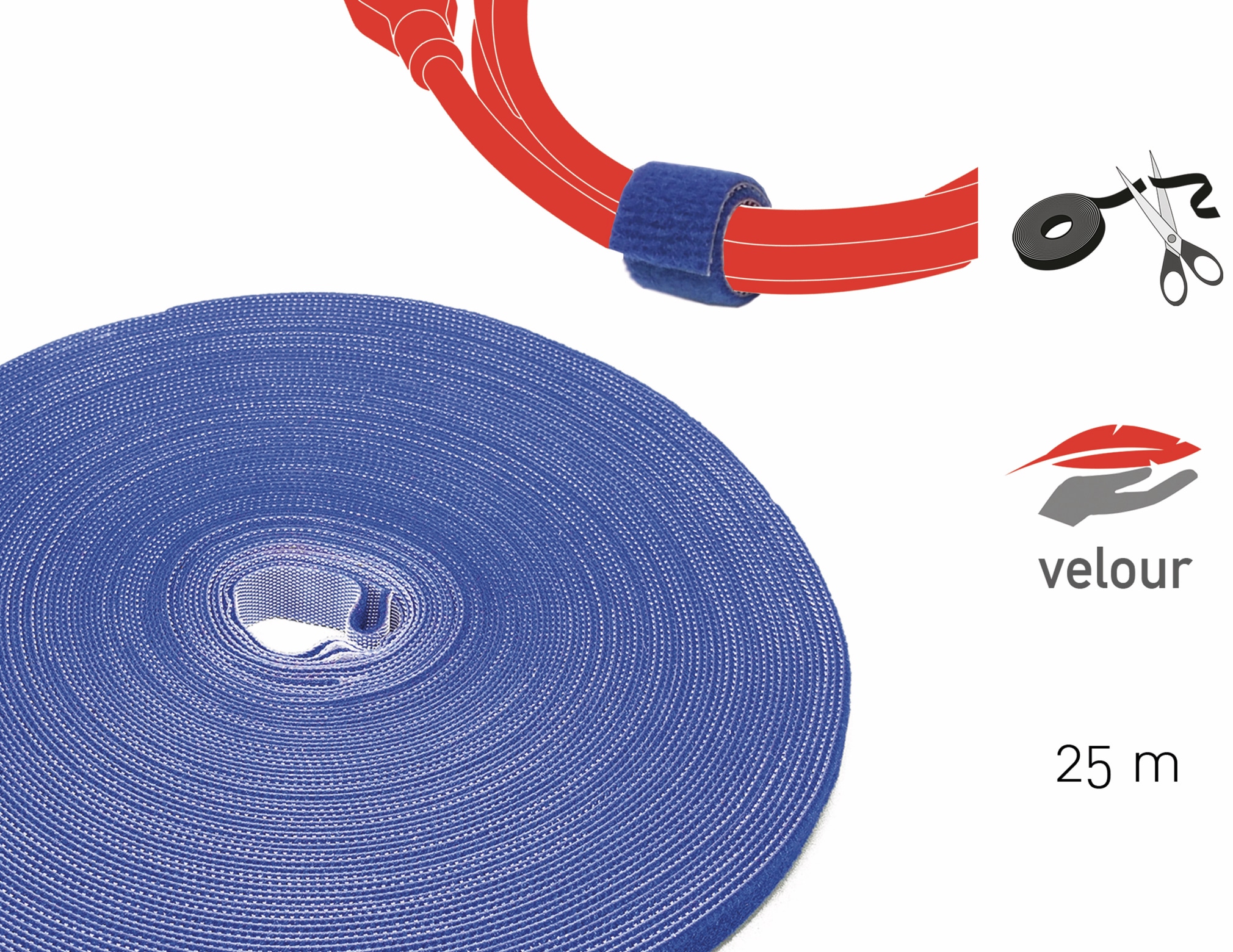 LABEL THE CABLE Klett-Rolle Roll Strap, 25 m, 16 mm, blau