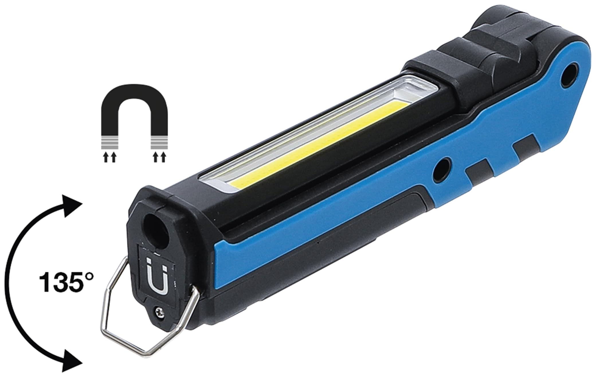 BGS TECHNIC LED-Knicklampe 85334, 3,7V, 2000 mAh, klappbar, blau/schwarz