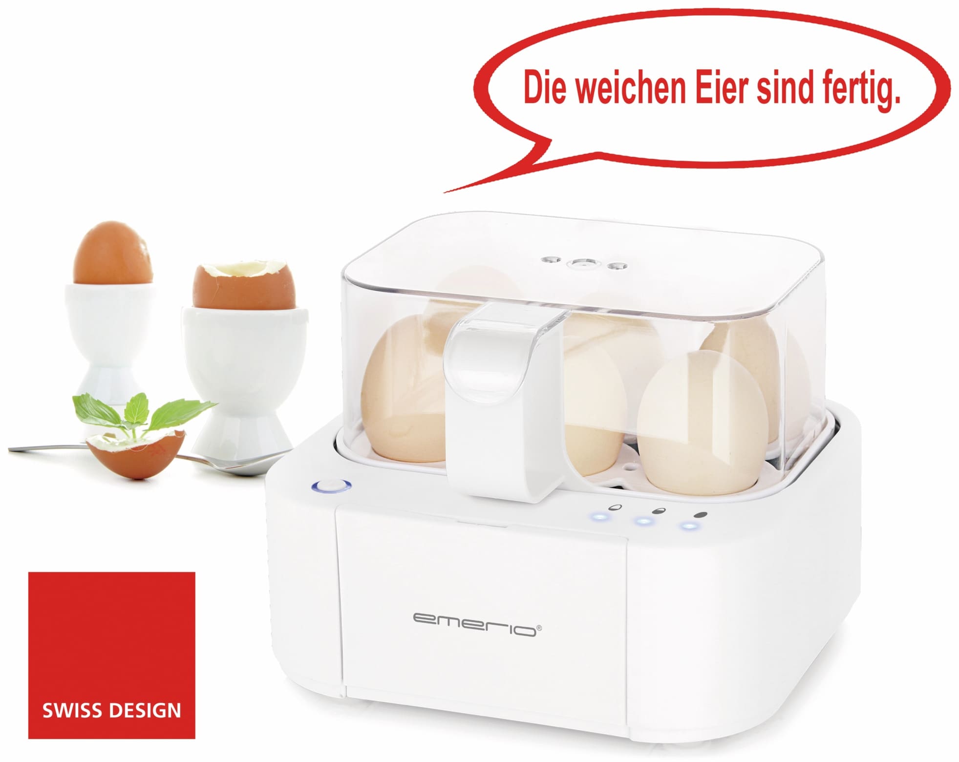 EMERIO Eierkocher EB-115560.12, 6 Eier, 400 Watt, Sprachausgabe, weiß