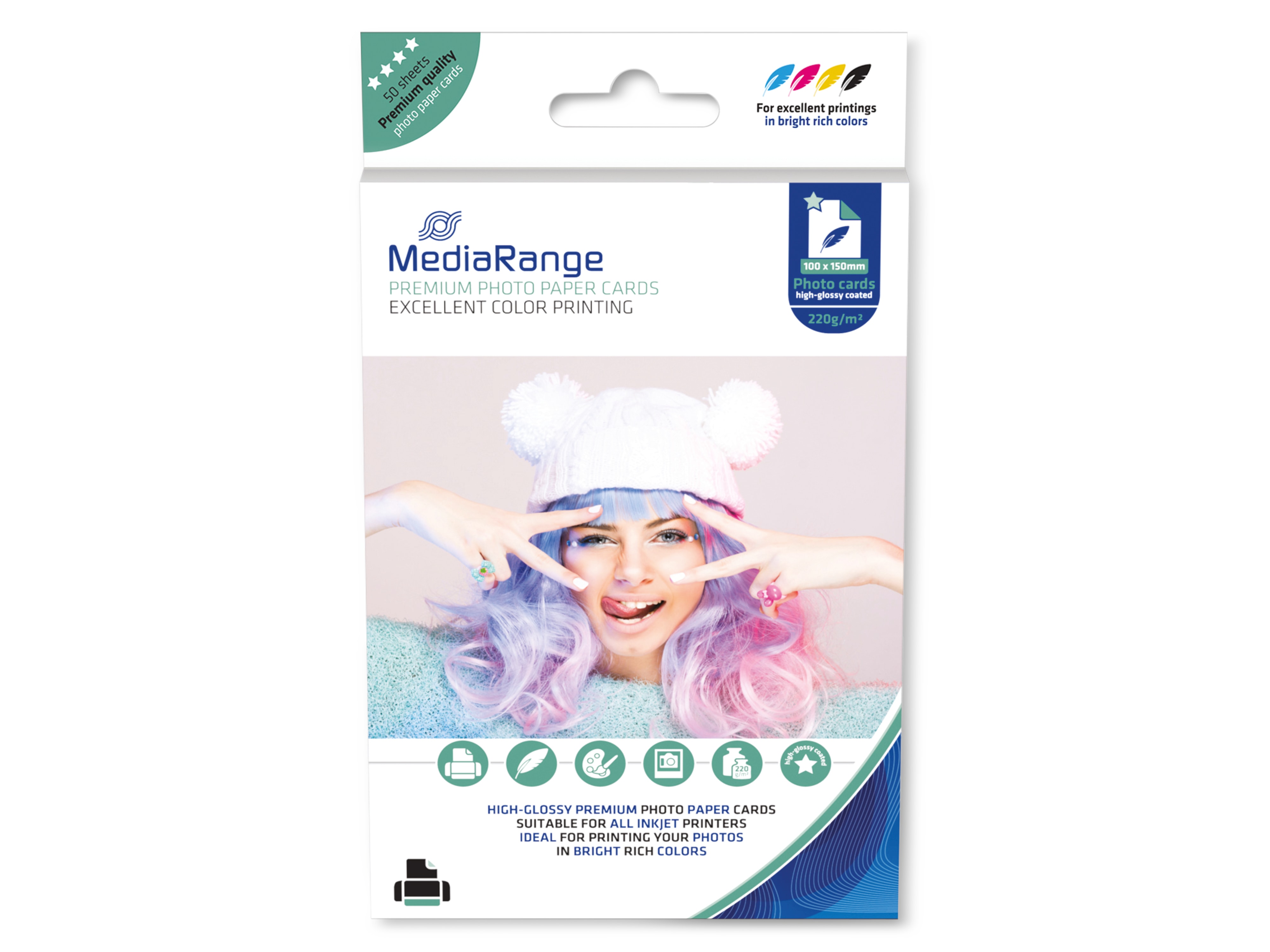 MEDIARANGE Fotopapier-Karten MRINK104, 100x150mm, hochglänzend, 50 Blatt