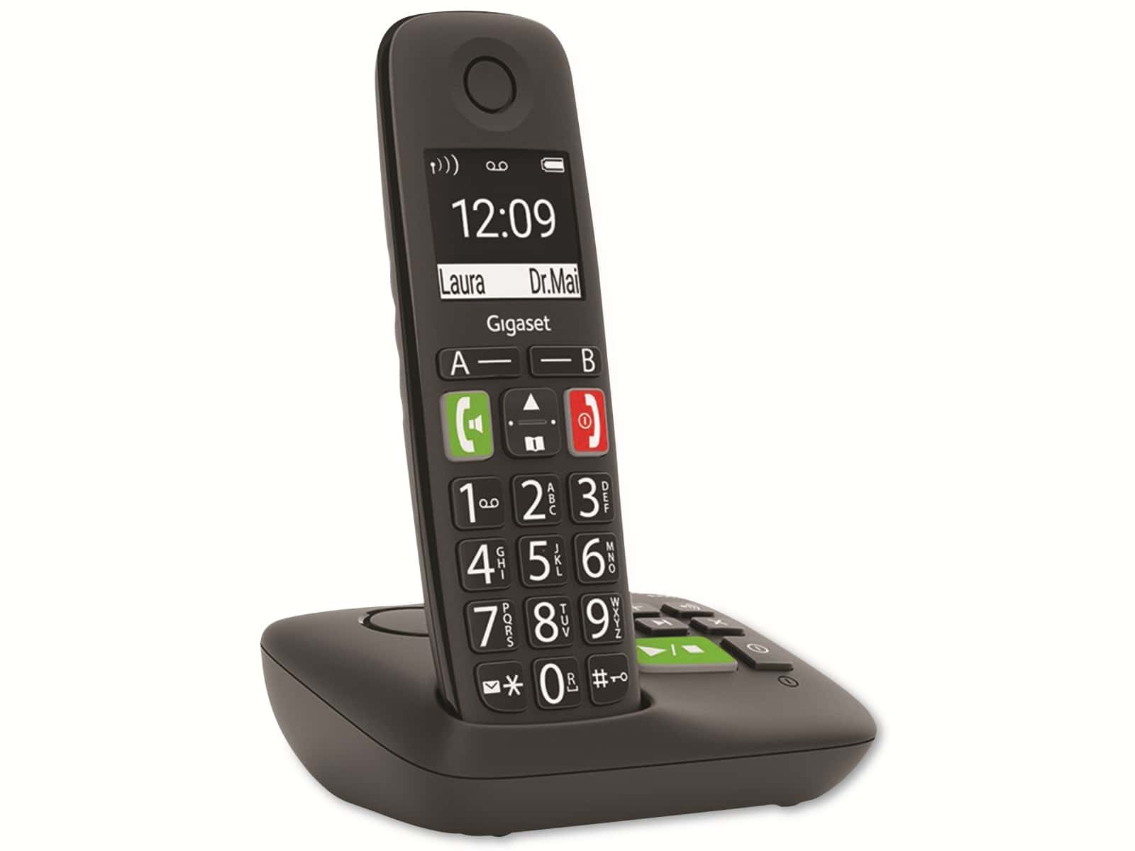 GIGASET Telefon E290A, schwarz, mit Anrufbeantworter