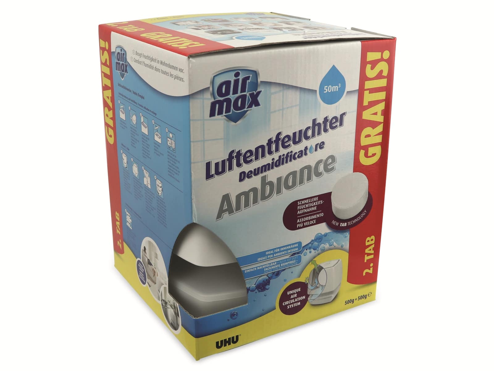 UHU Luftentfeuchter Air Max 48141, 2x500 g Tabs