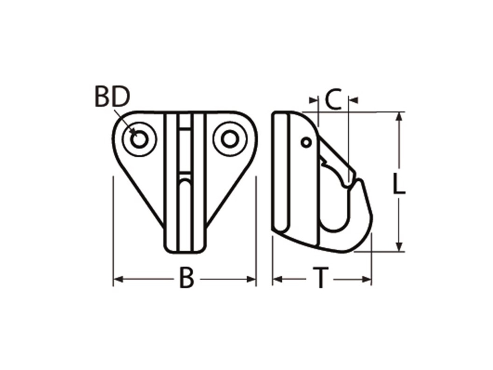 MARINETECH Fenderhaken Edelstahl A4 mit Schnappsicherung 42x34mm