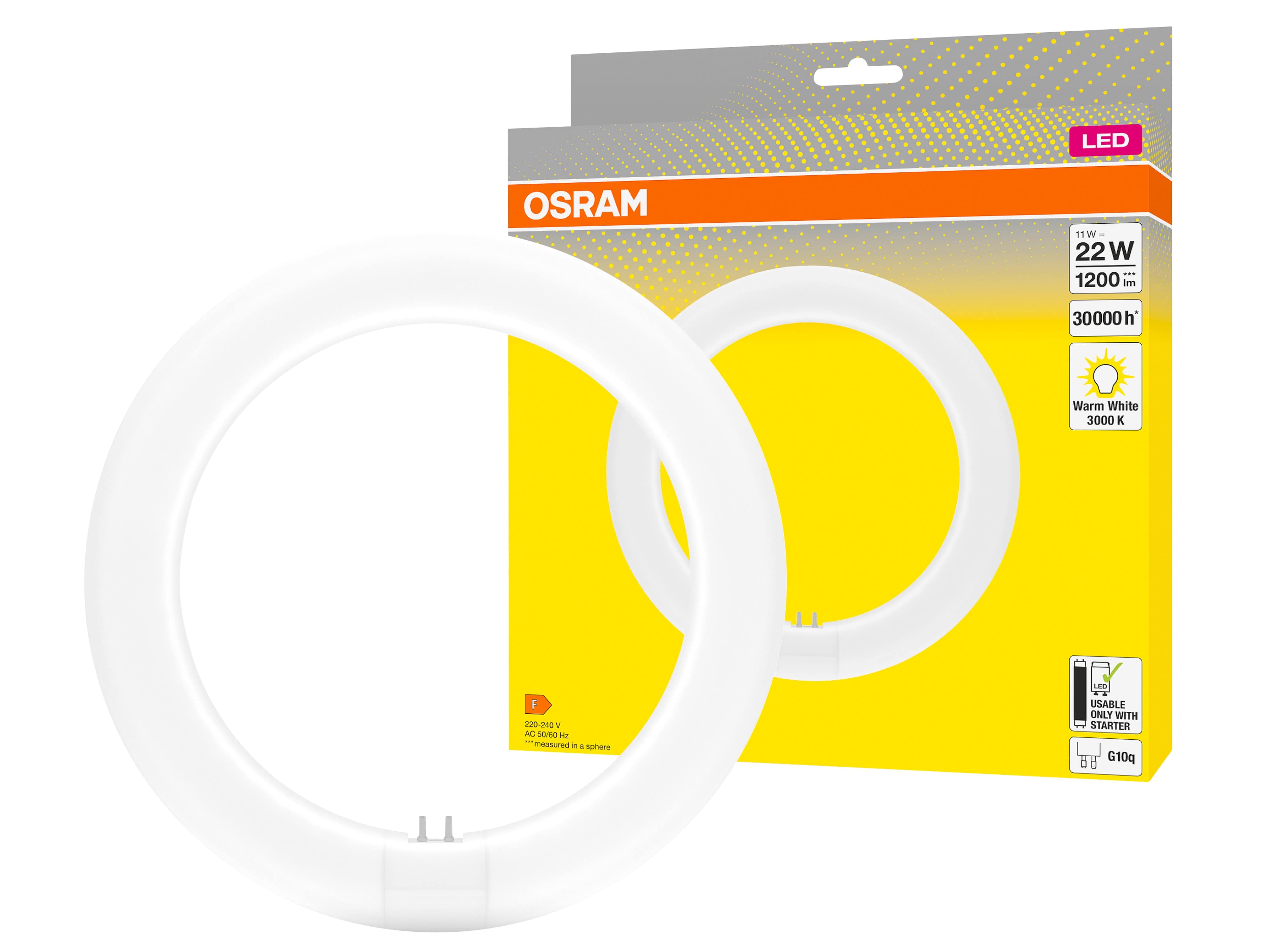 OSRAM LED-Röhre T9, Ringform, G10q, EEK: F, 11W, 1200lm, 3000K