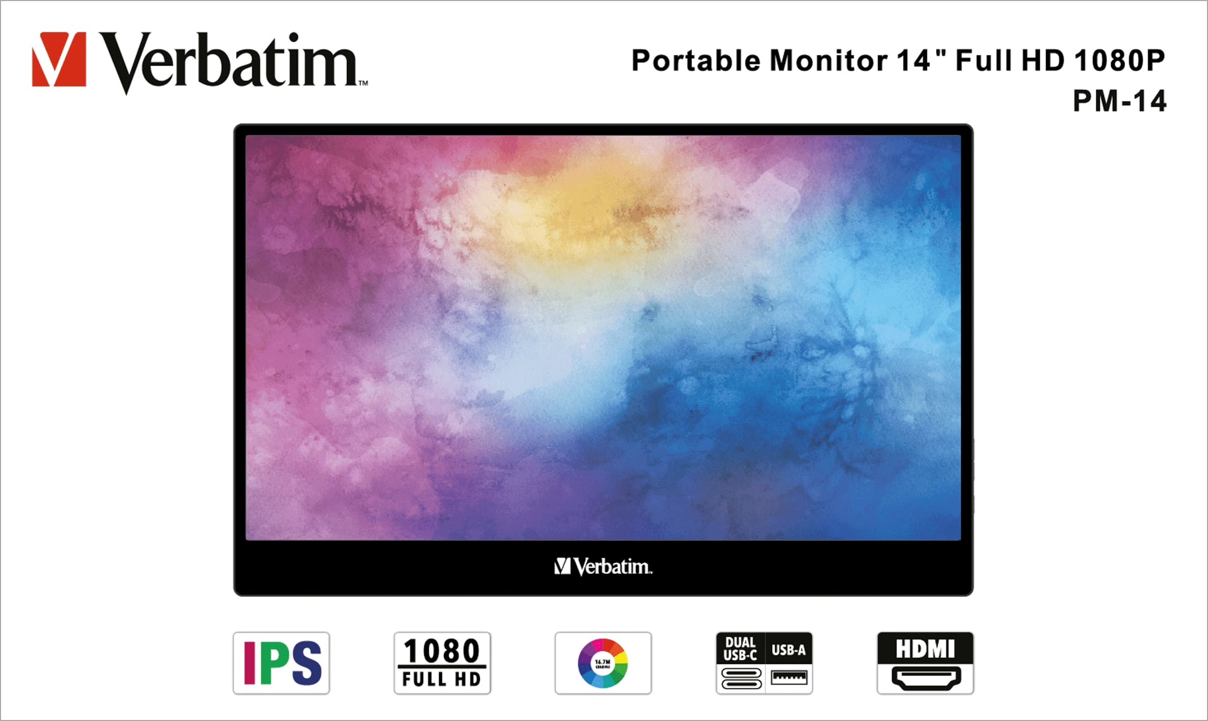 VERBATIM Tragbarer Monitor PM-14, 35,6 cm (14"), HDMI, USB-C