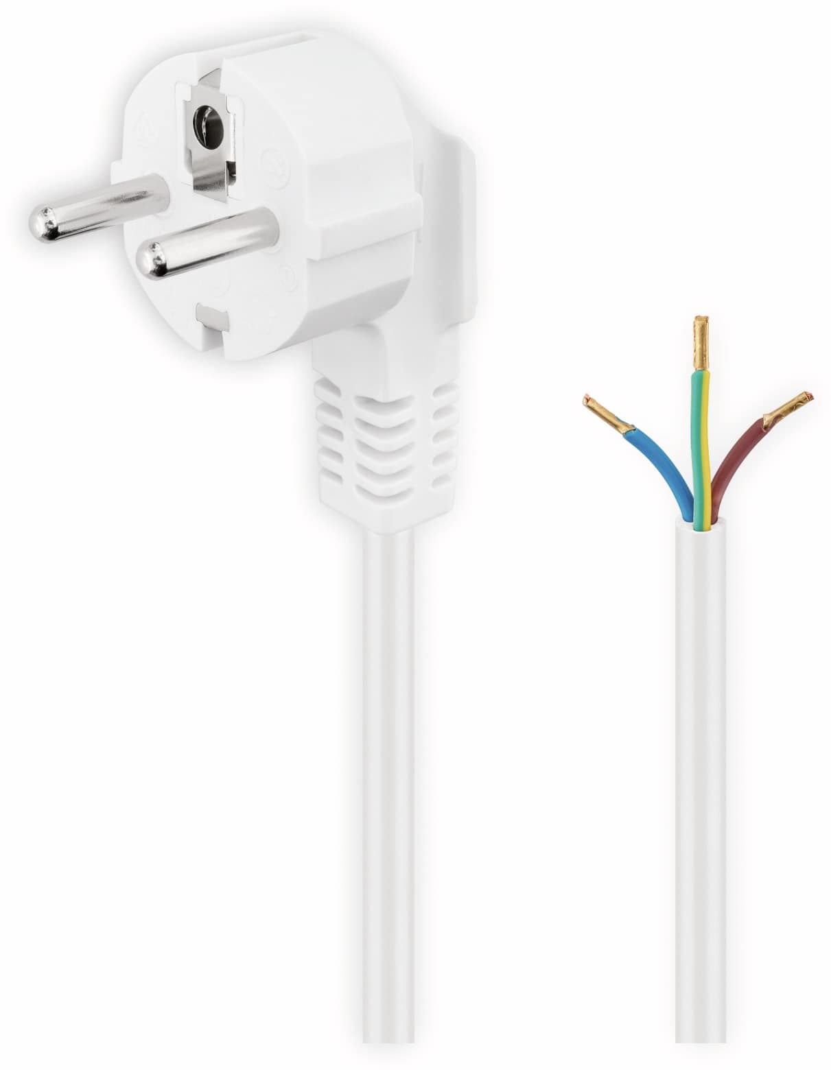 GOOBAY Netzkabel, 3x1mm², weiß, 3m, offenes Ende, Winkelstecker