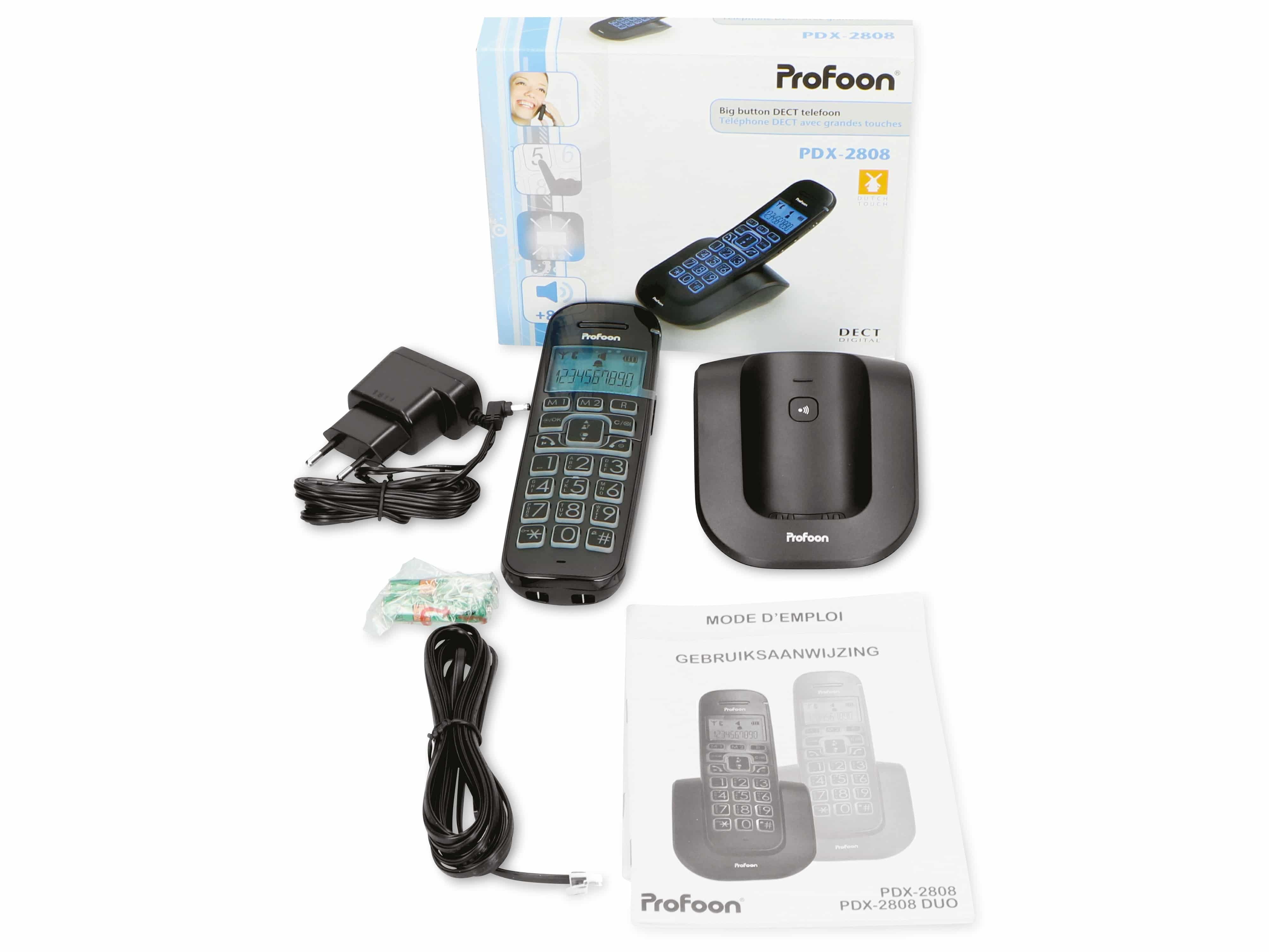 PROFOON DECT-Telefon PDX-2808, mit großen Tasten, schwarz