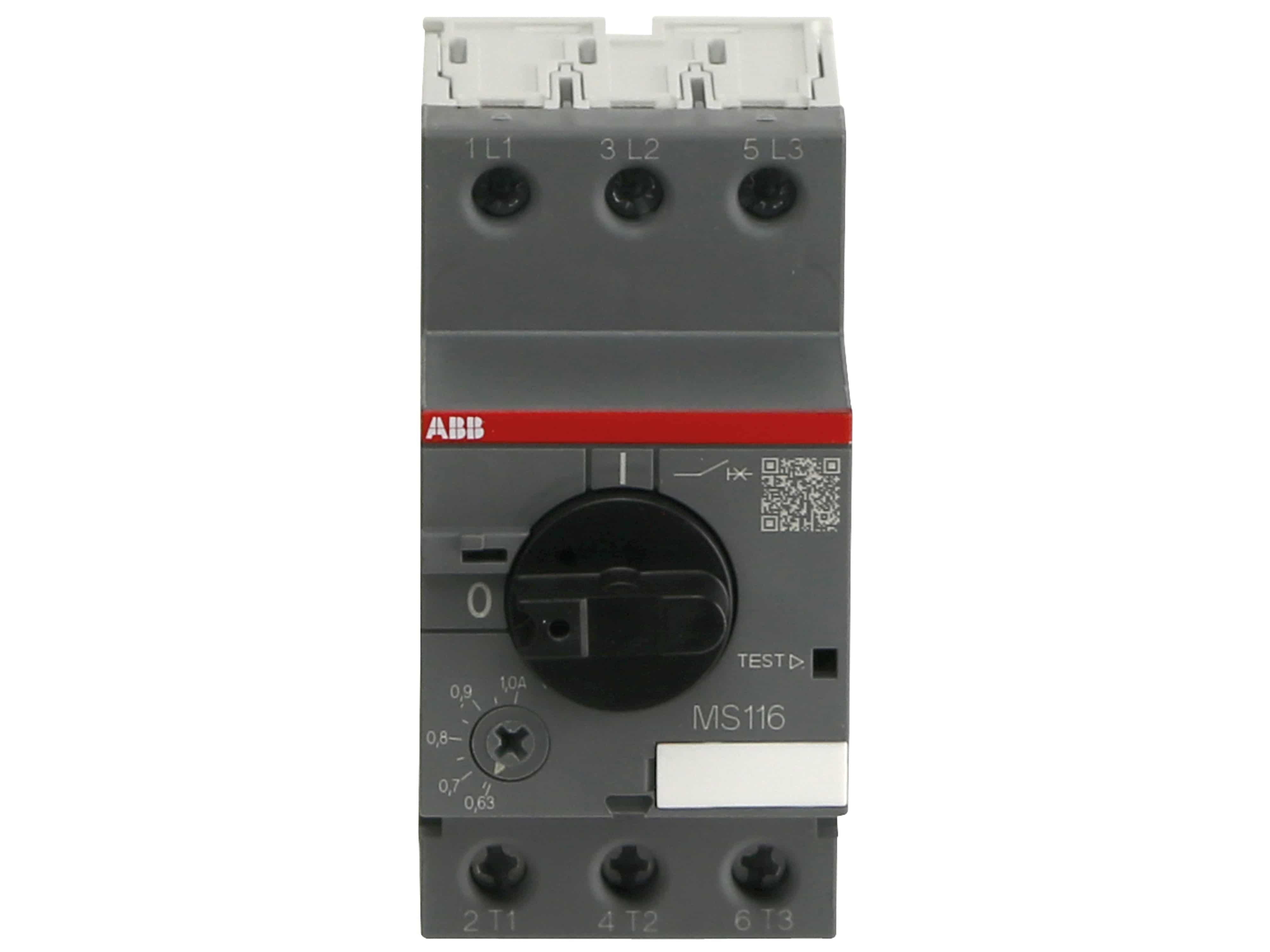 ABB Motorschutzschalter MS116-1.0, Auslöseklasse 10 A, 0.63...1.0 A