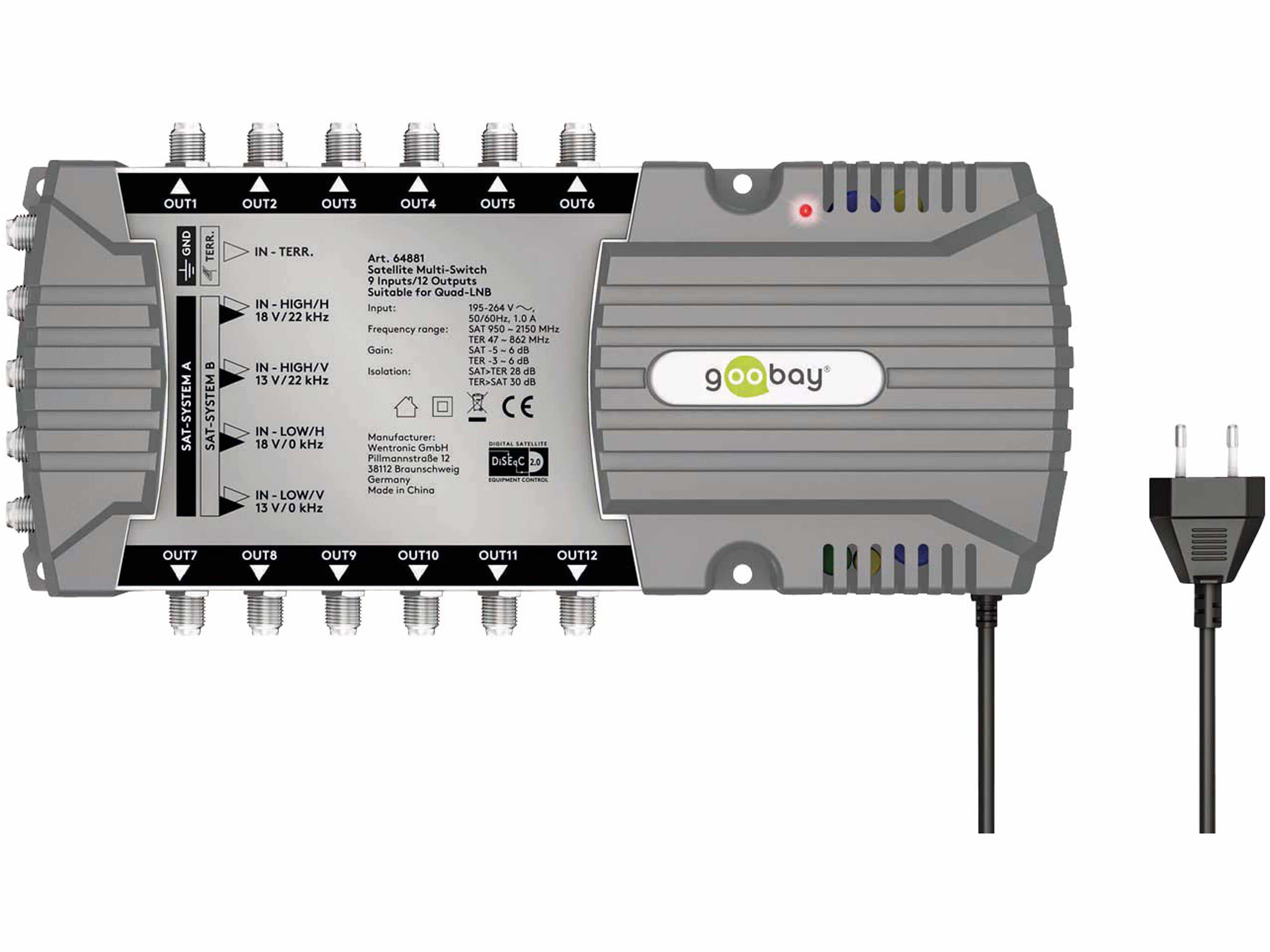 GOOBAY SAT-Multischalter 64881, 9/12