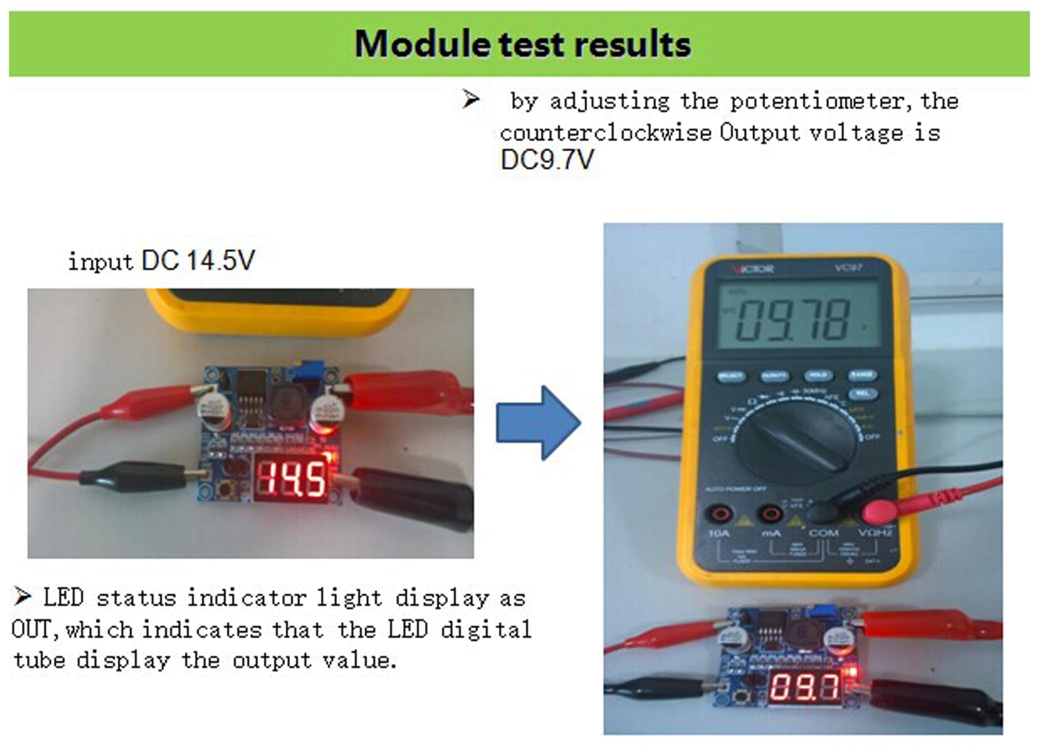 DAYPOWER Step-Down-Modul mit Spannungsanzeige POWER-2596-2