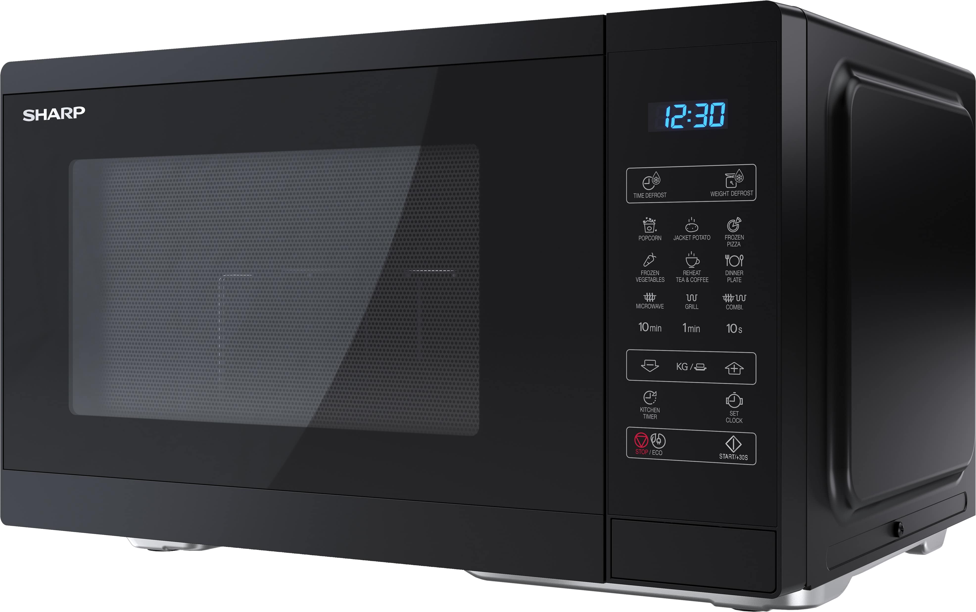 SHARP Mikrowelle YC-MG252AE-B, schwarz, mit Grill, 25 L, 11-Stufen, 900 W