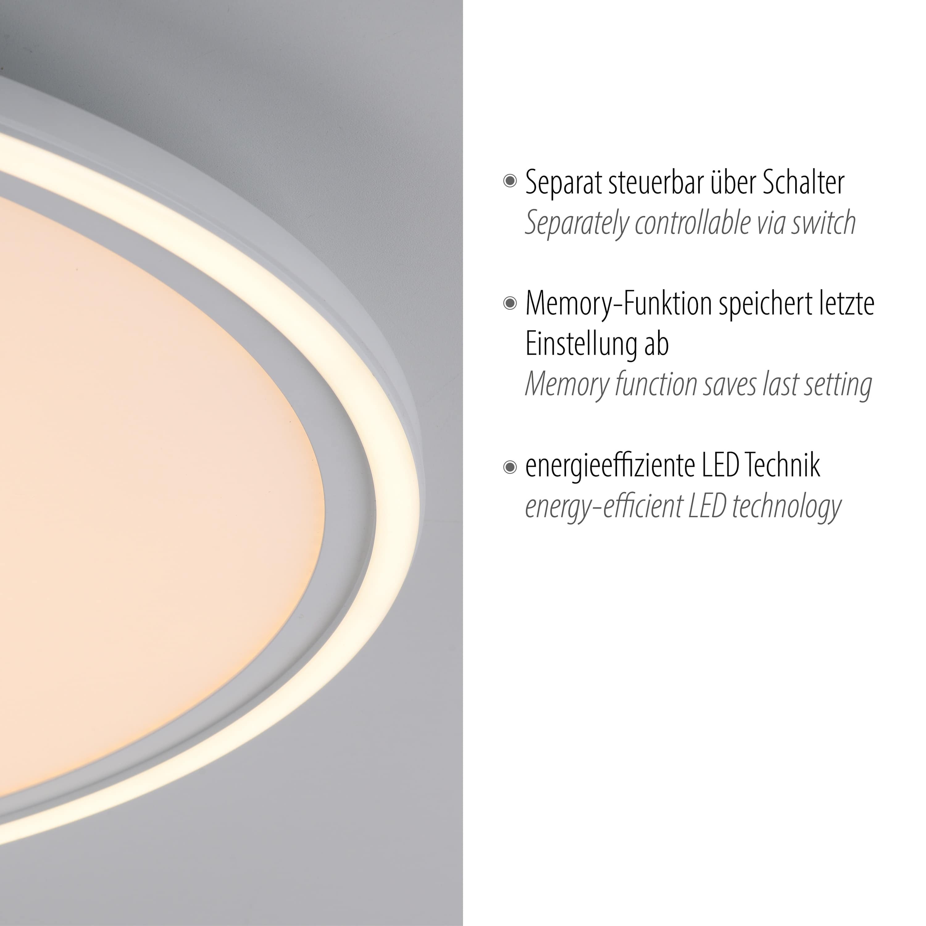 JUST LIGHT LED-Deckenleuchte 14883-16 weiß, 23,5 W, 2600 lm, 3000 K, getrennt schaltbar