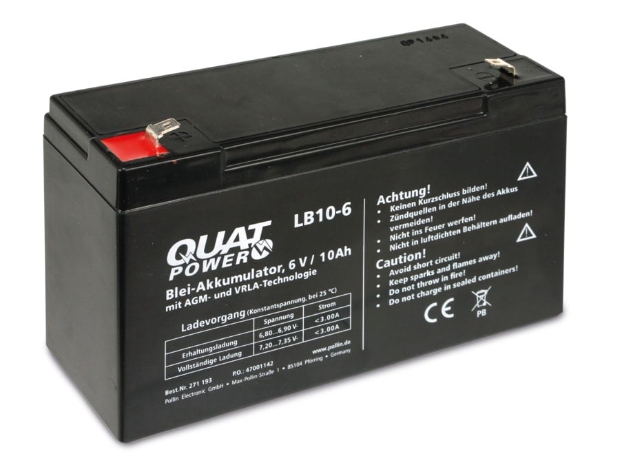 QUATPOWER Blei-Akkumulator LB10-6, 6 V-/10 Ah