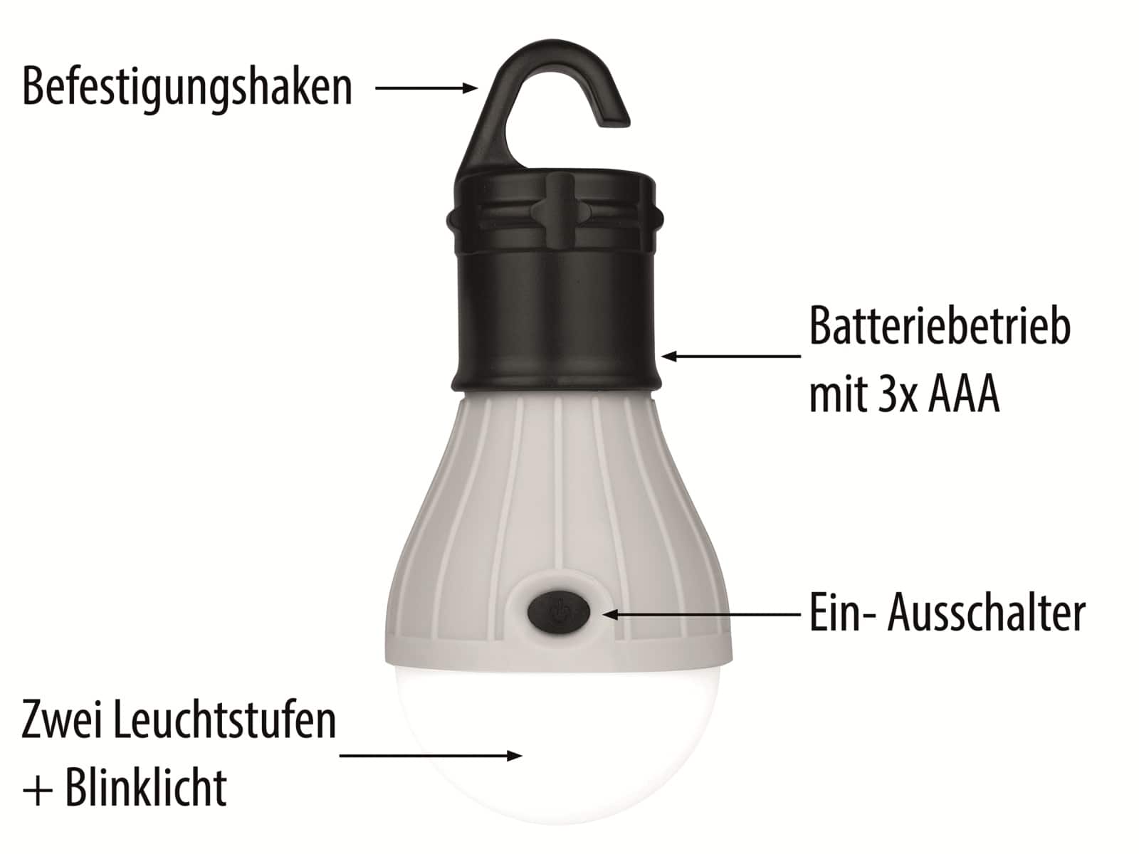 CALIMA CAMPING EQUIPMENT LED-Camping Hängeleuchte 46058