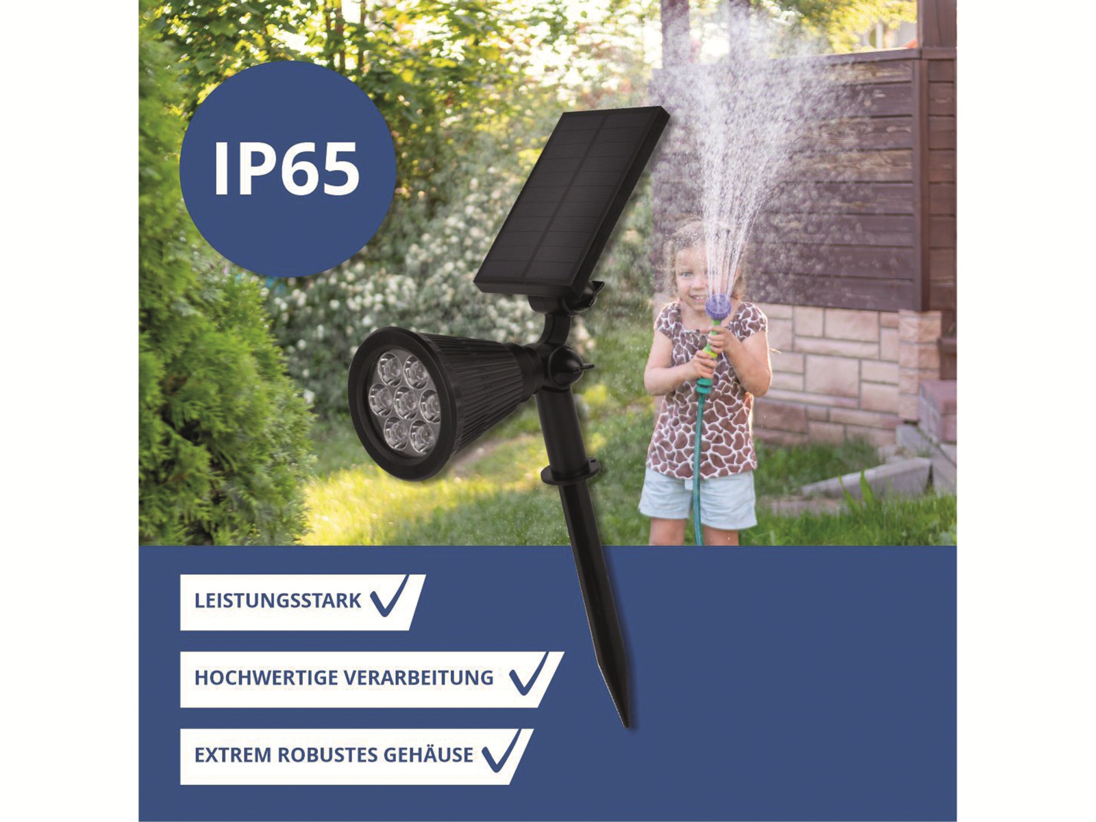 OPTONICA LED-Wegeleuchte 9321 Solar-Gartenspot, 1,5 W, 6000 K, schwarz