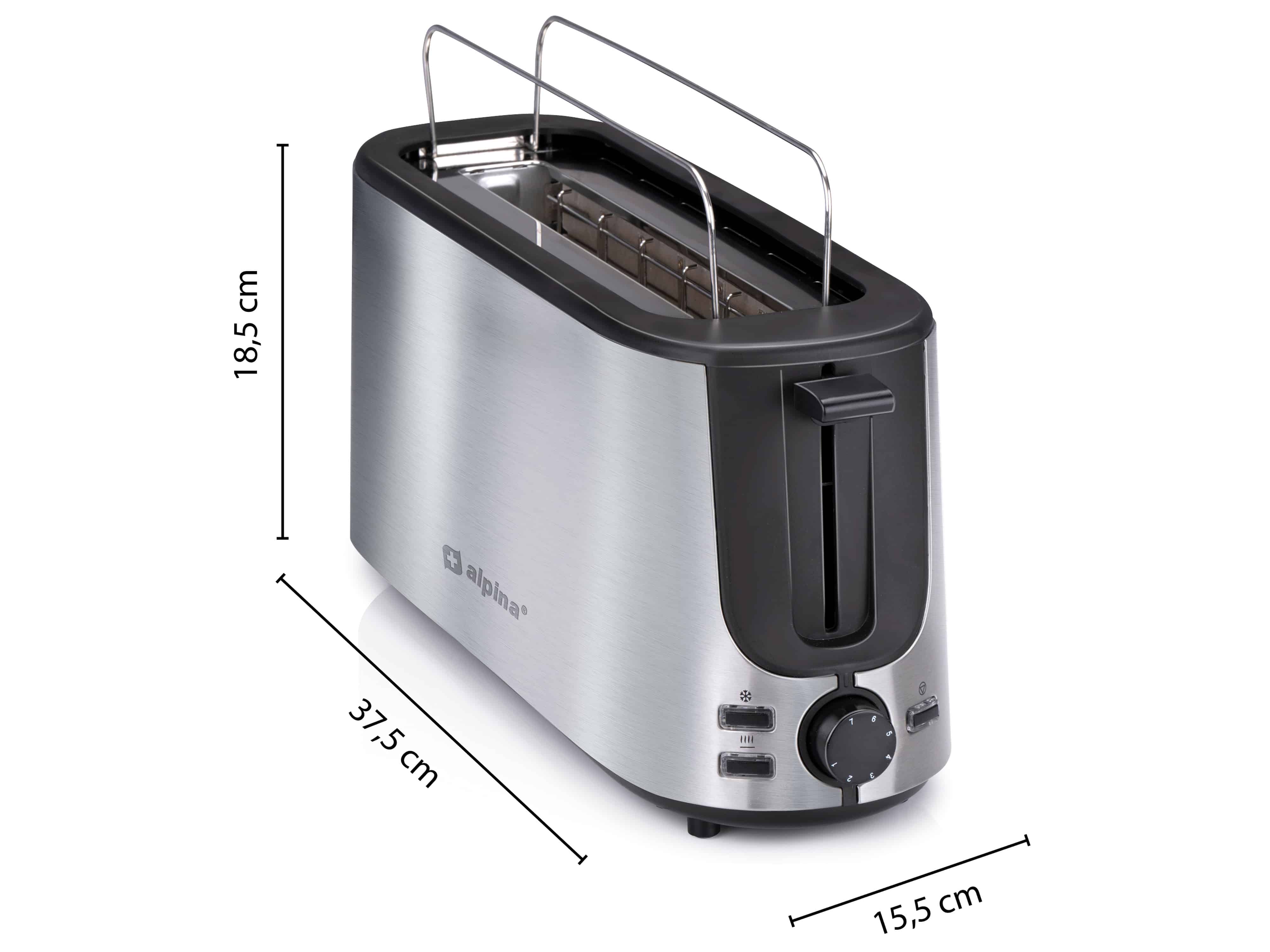 ALPINA Toaster, 1000 W, 2 Scheibentoaster, schwarz/silber