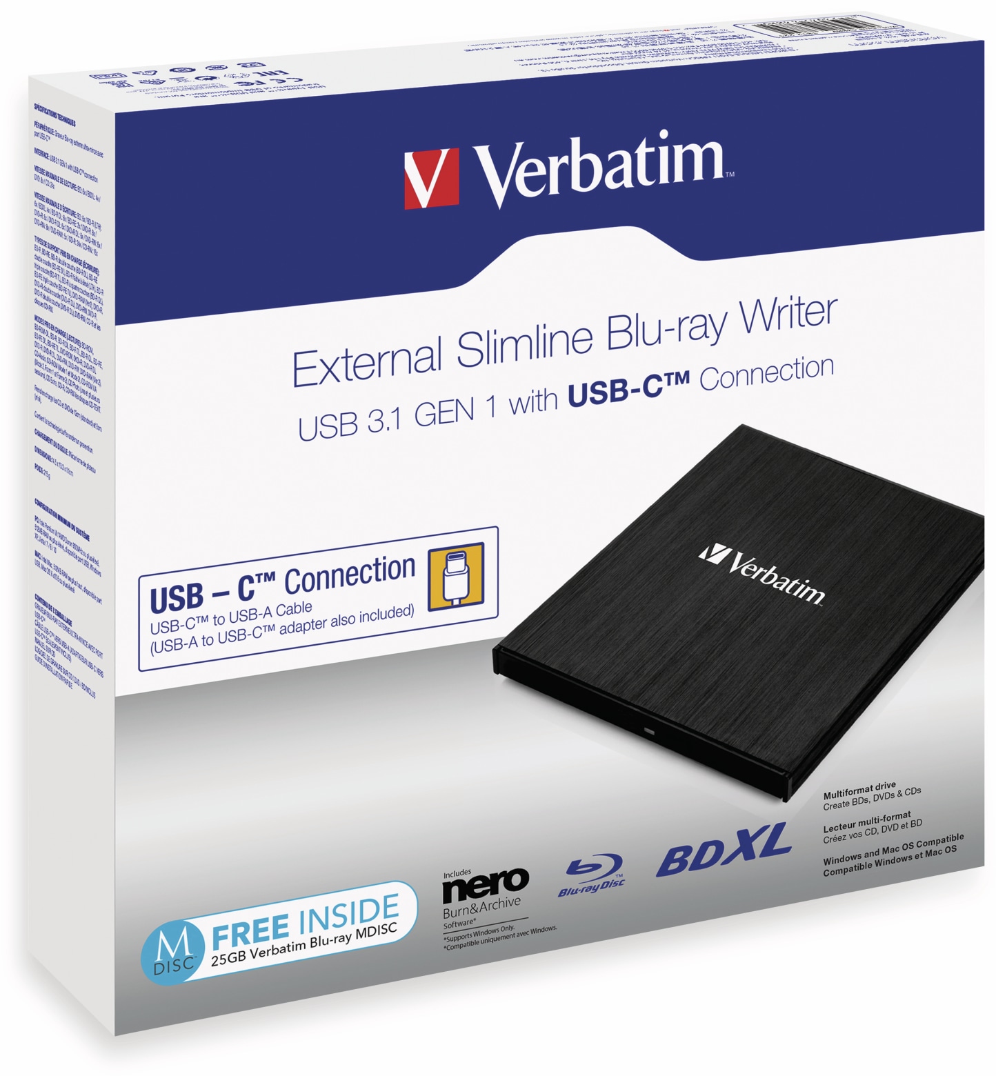 VERBATIM Blu-ray Brenner 43889, USB-C 3.1