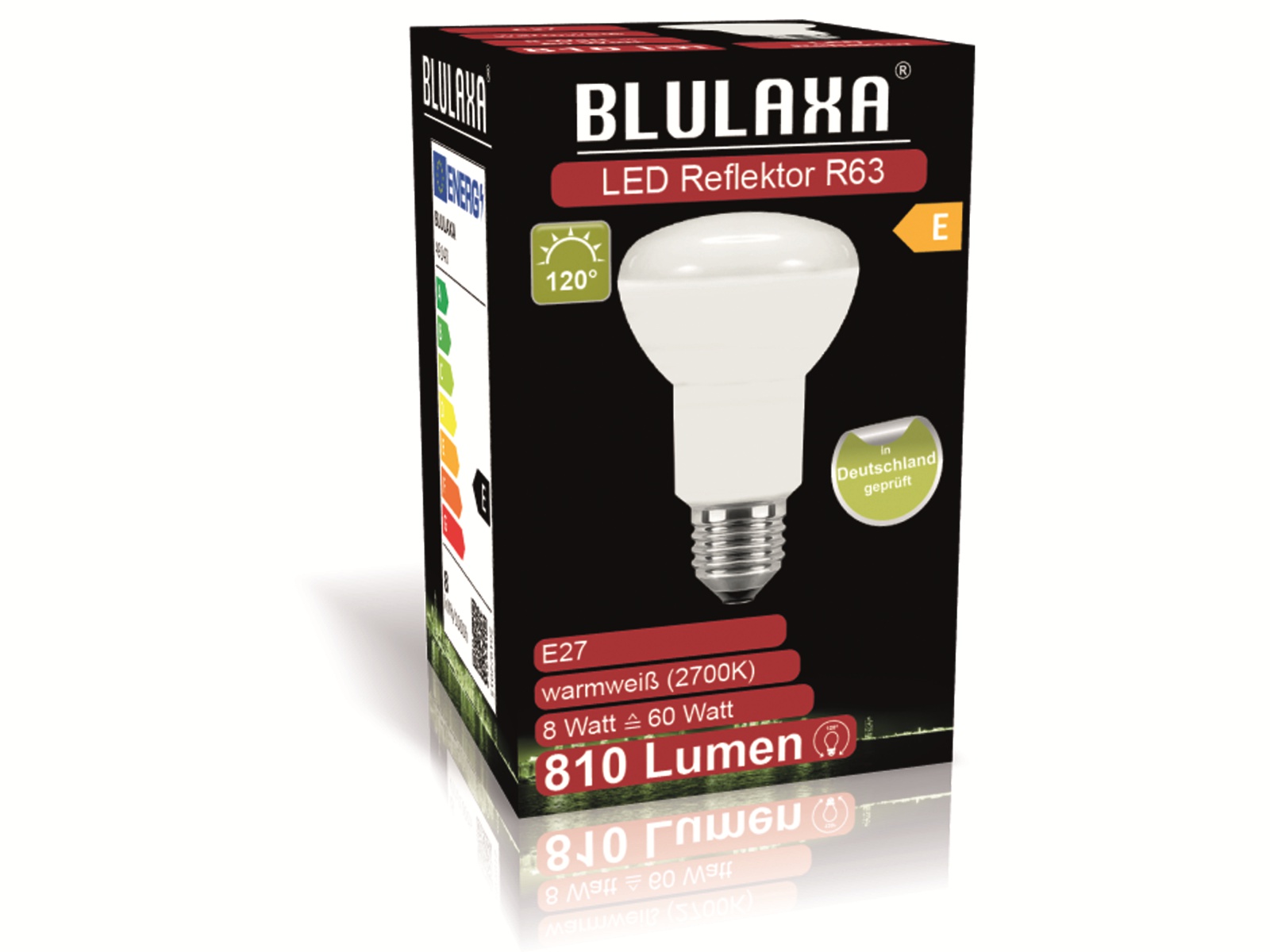 BLULAXA LED-SMD-Lampe, R63, E27, EEK: E, 8 W, 810 lm, 2700 K