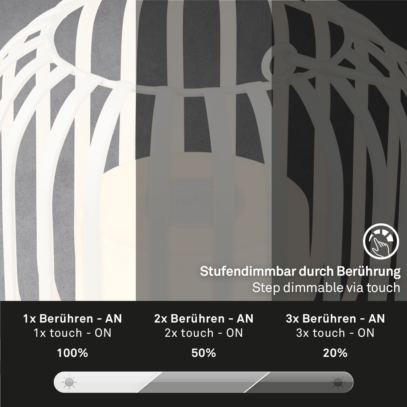 BRILONER LED-Akku-Tischleuchte 7479016 weiß, 2W, 150lm, 2700K, IP44