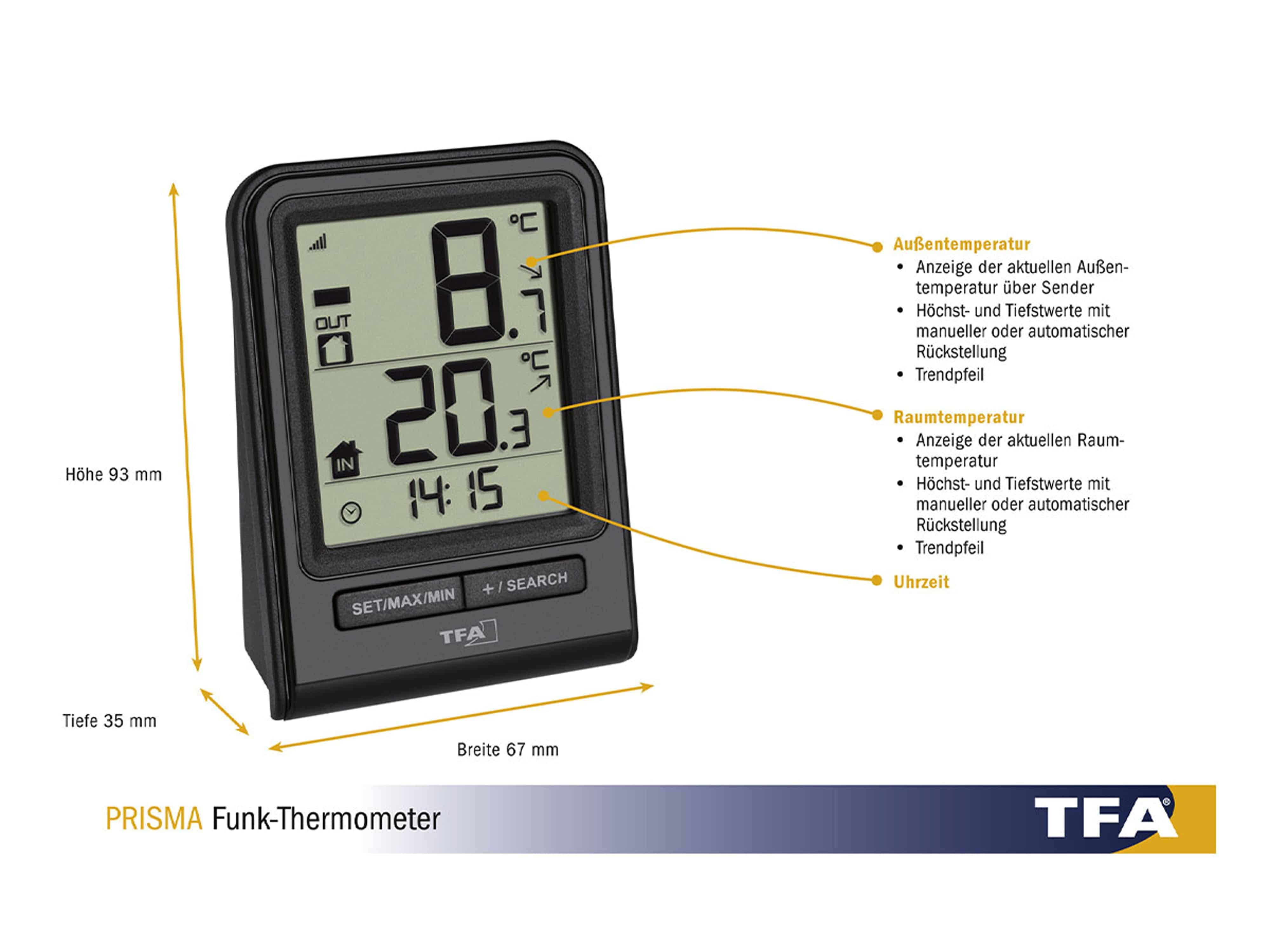 TFA Funk-Thermometer Prisma 30.3063.01