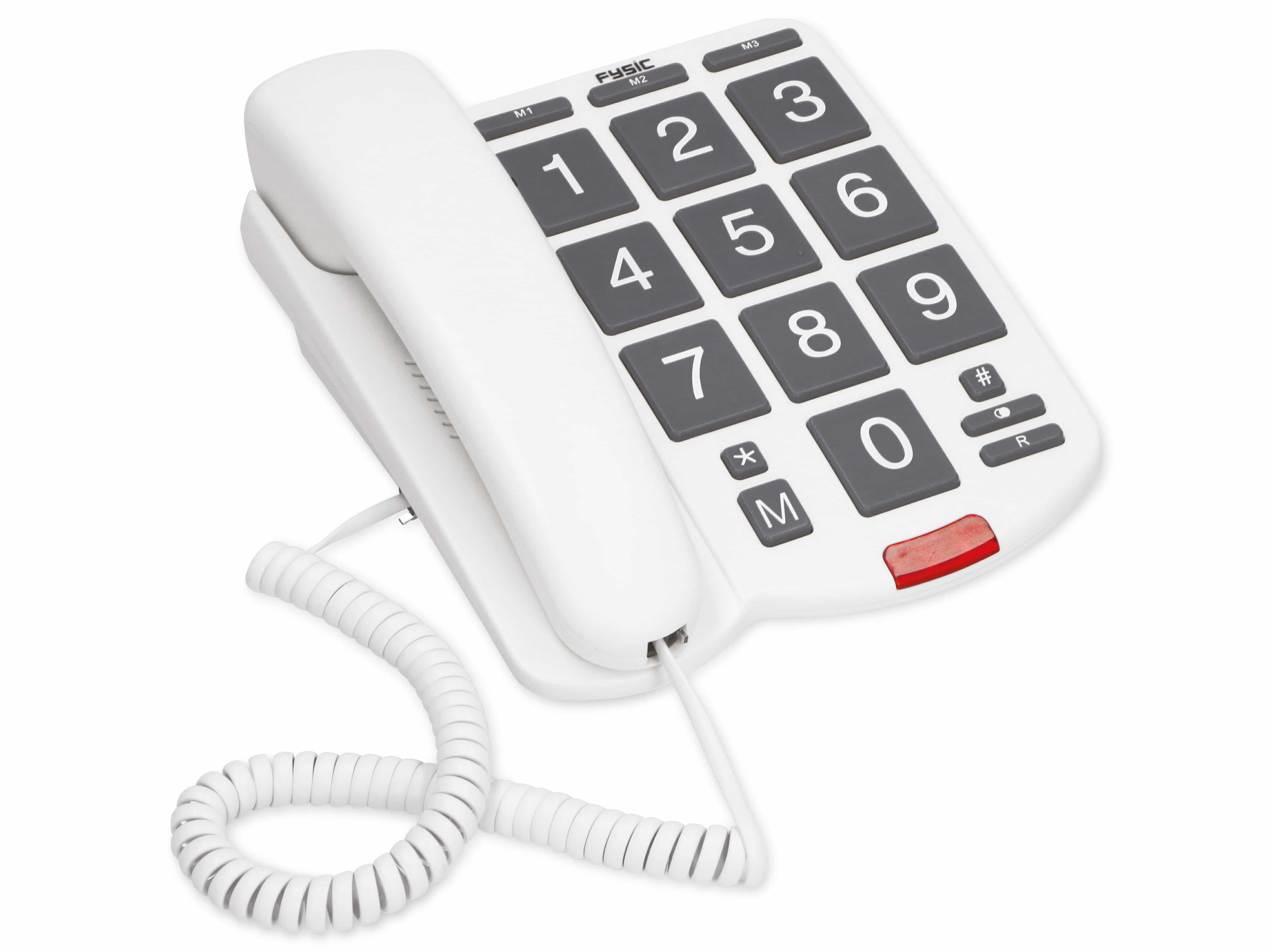 FYSIC Großtasten-Telefon FX575, weiß/grau