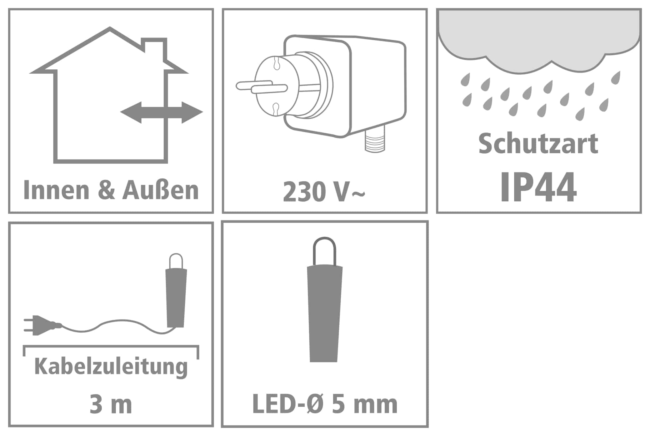 LED-Lichterkette Vorhang ,90 LEDs, warmweiß, IP44, 230 V~, 3 m, transparent