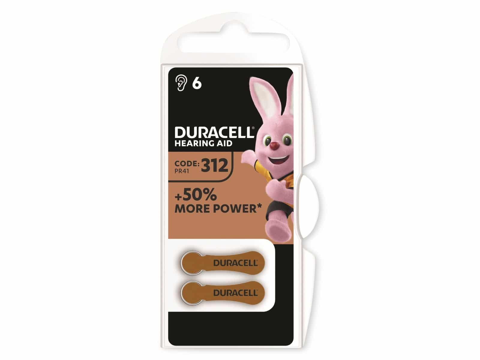 DURACELL Zinc Air-Knopfzelle Typ 312, 1.4V, Easy Tab, 6 Stück