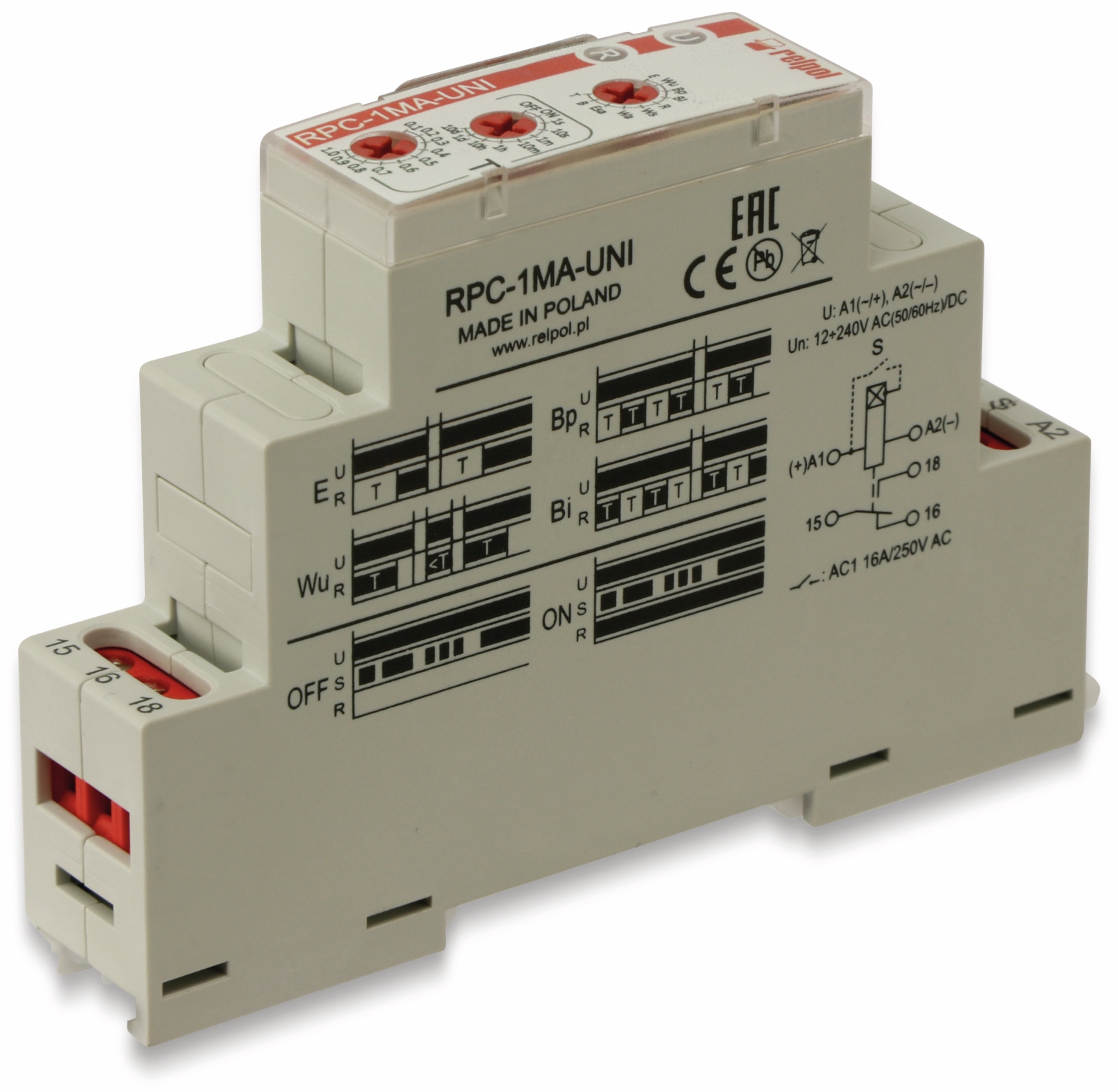 RELTECH Zeitrelais RMFR1, 1 Wechsler, 10 Funktionen