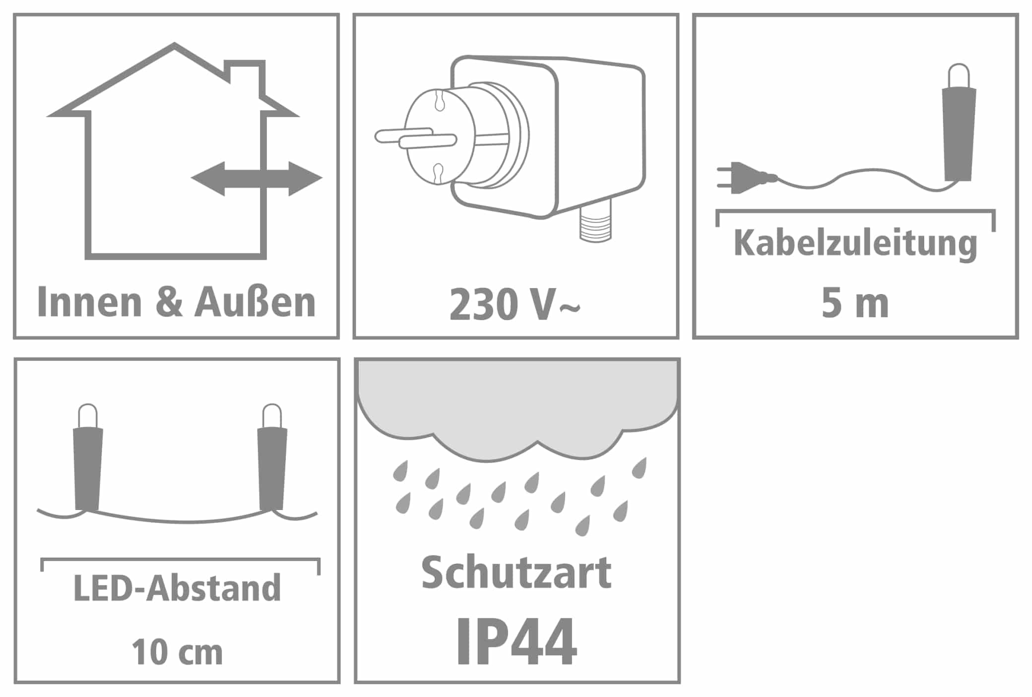 LED-Lichterkette, Silberdraht, 100 LEDs, bunt, 230V~, Innen/Außen