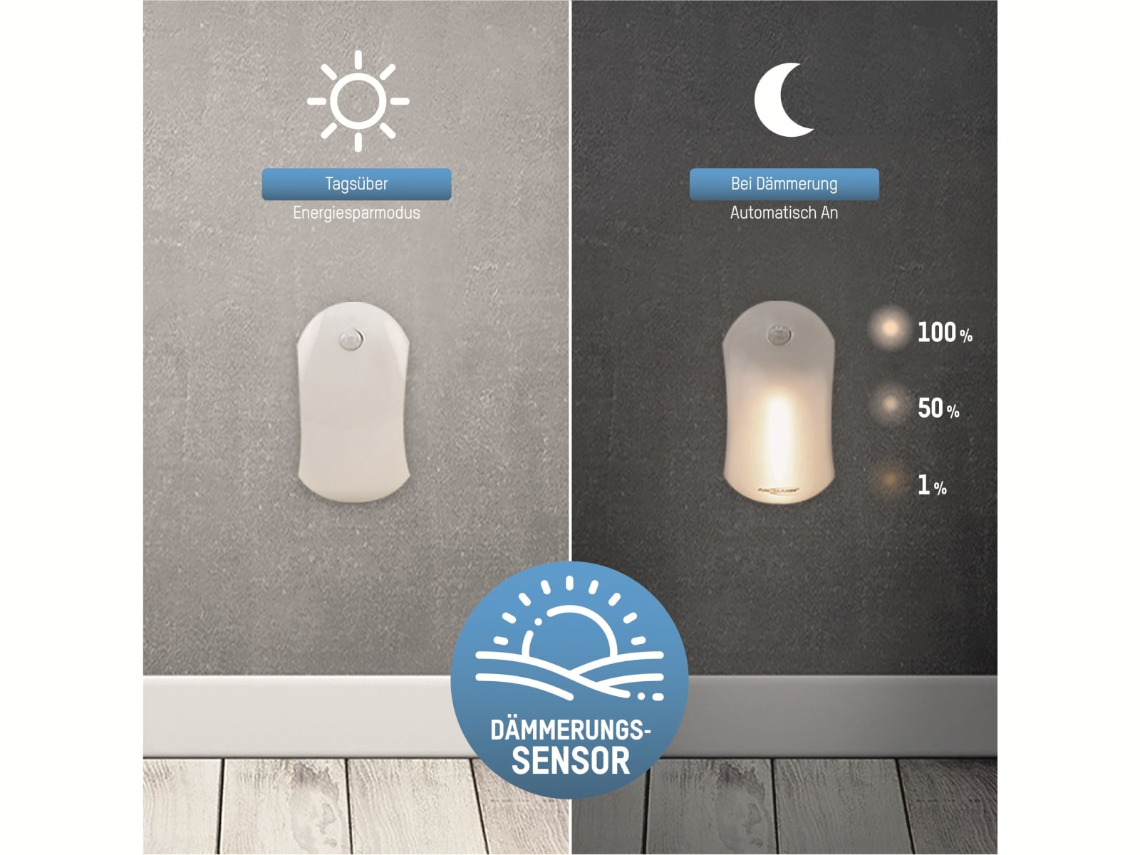 ANSMANN LED-Orientierungslicht NL25B, Dämmerungs- und Bewegungssensor, batteriebetrieben