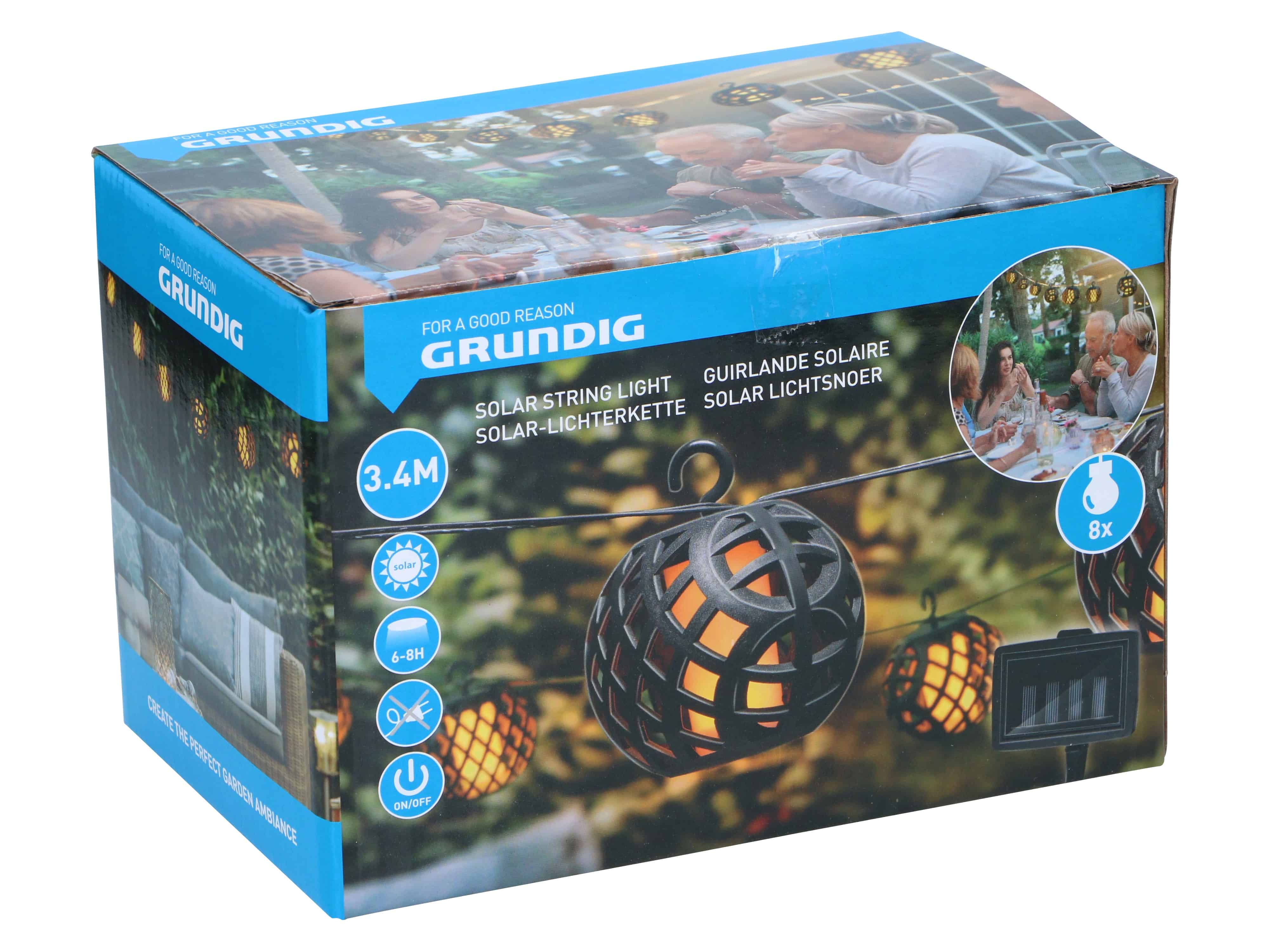 GRUNDIG Solar-Lichterkette, 3,4 m, 8x Leuchten