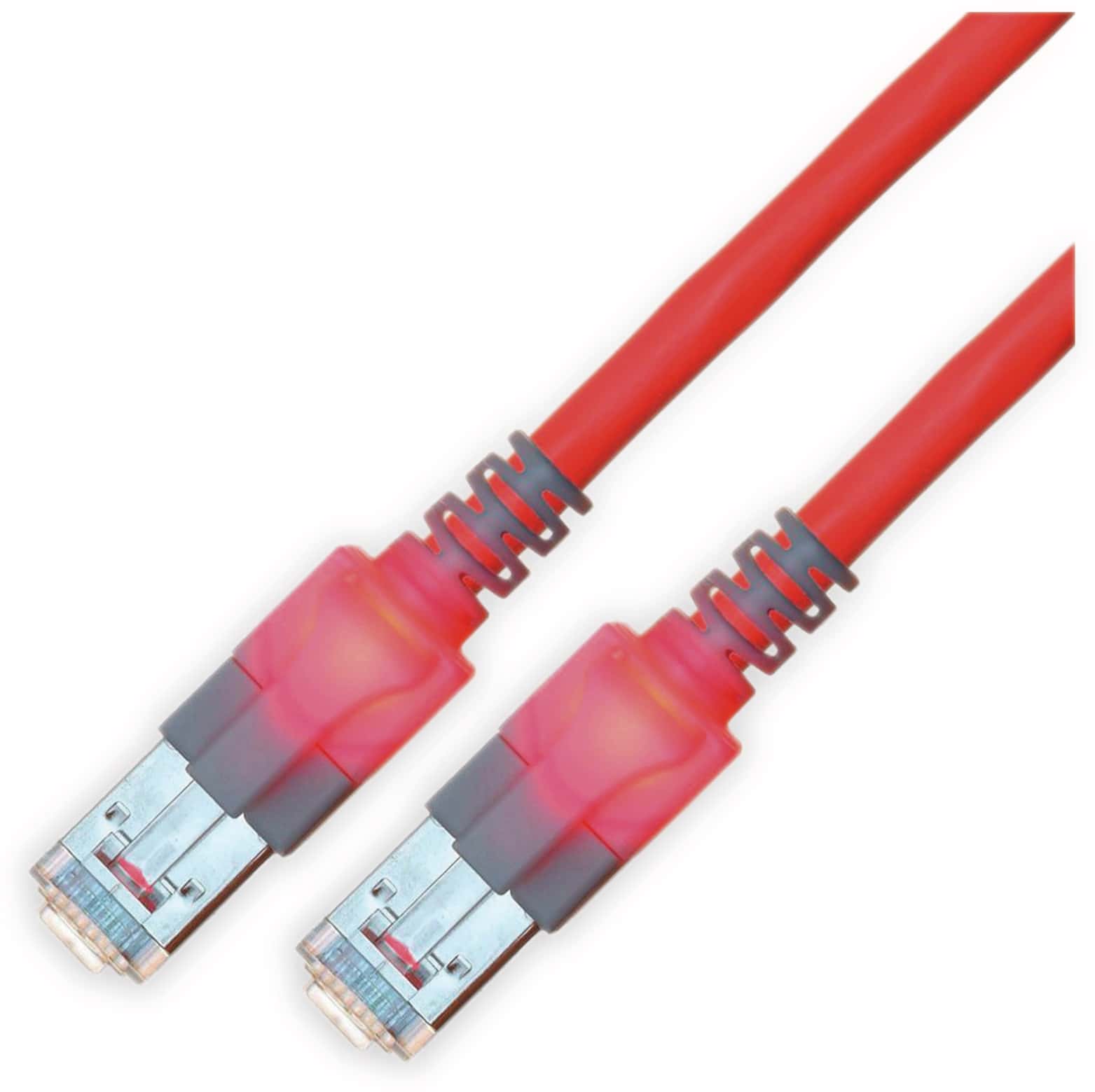 RJ45 Patchkabel SACON CAT.6, S/FTP, Lichtidentifikation, LSOH, rot, 0,5 m