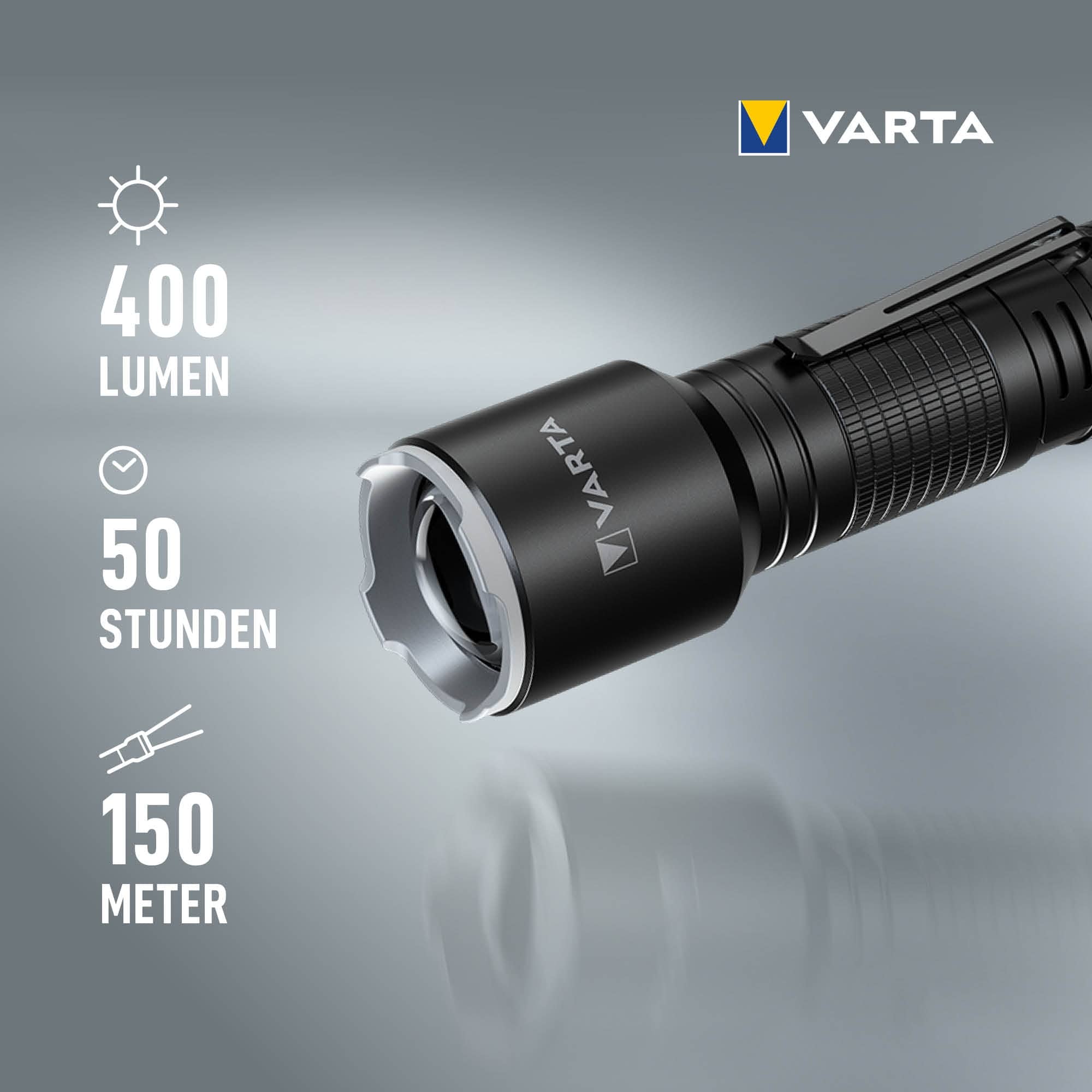 VARTA LED-Taschenlampe Aluminium Light Pro F30, 400 lm, Batteriebetrieb 