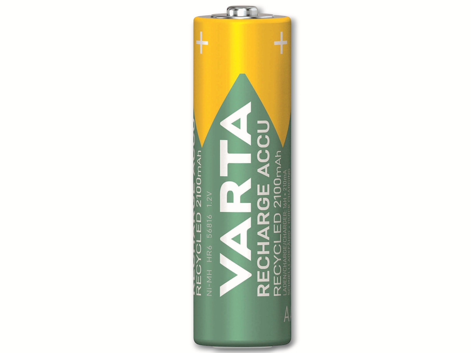 VARTA Akku NiMH, Mignon, AA, HR06, 1.2V/2100mAh, Accu Recycled, Pre-charged, 2er Pack