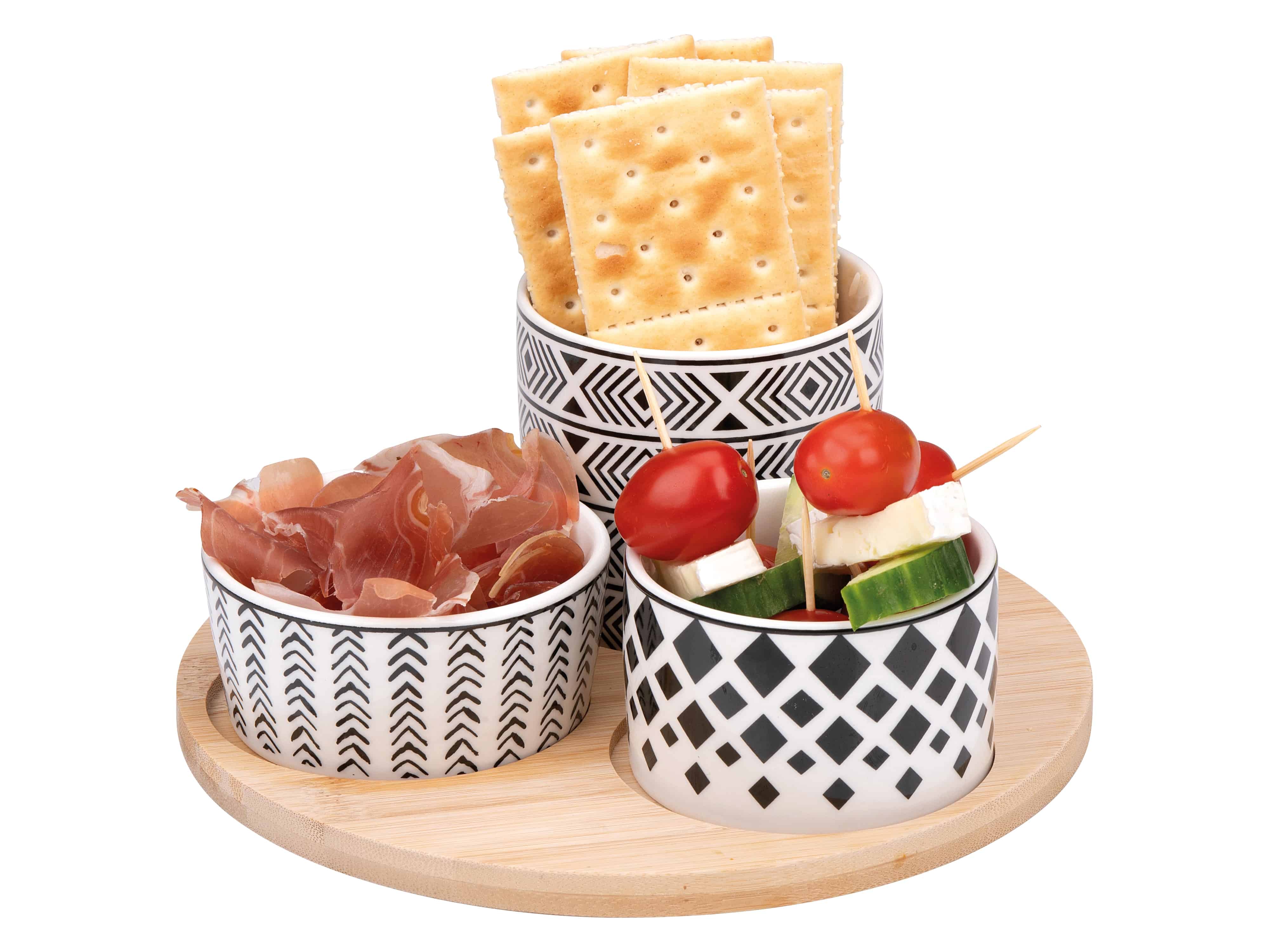 ALPINA Tapas-Set, 4-teilig, rund, 20x20x8,5 cm