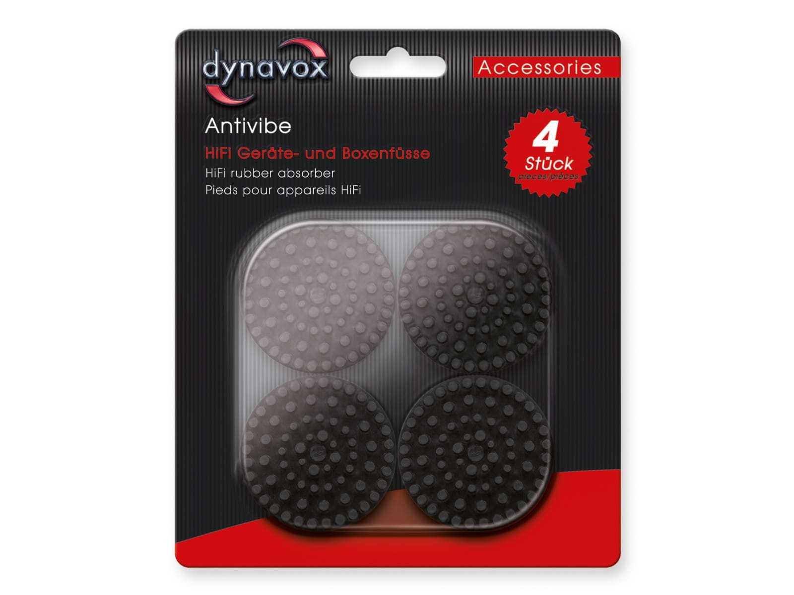 DYNAVOX Antivibe Gerätefüße-Set 4 Stück, Gummi, Ø 53 mm